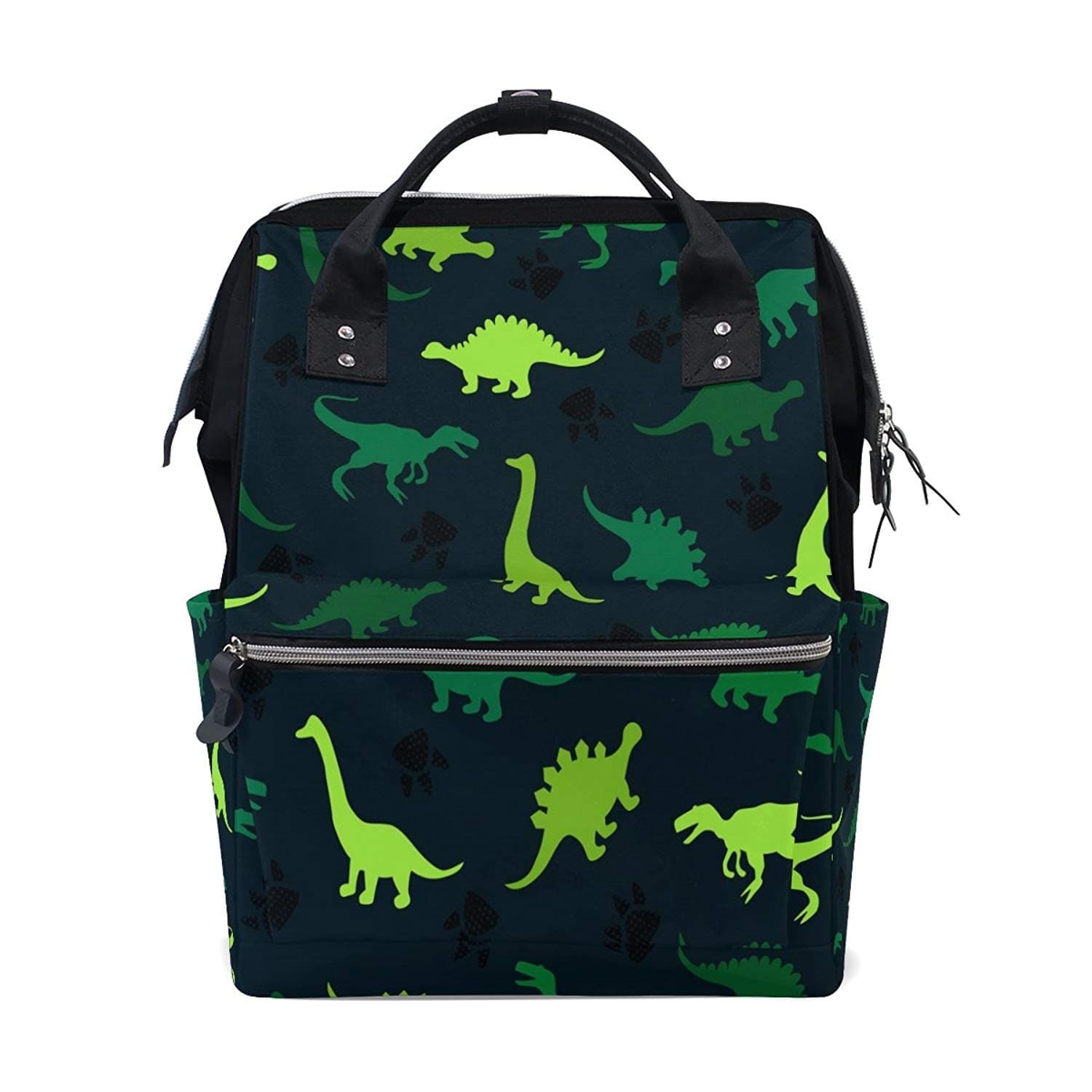 Backpack Diaper Bag Green Animal Dinosaur Womens Travel Bag Mens Laptop Bags (15.7"x11"x7", as Color)…