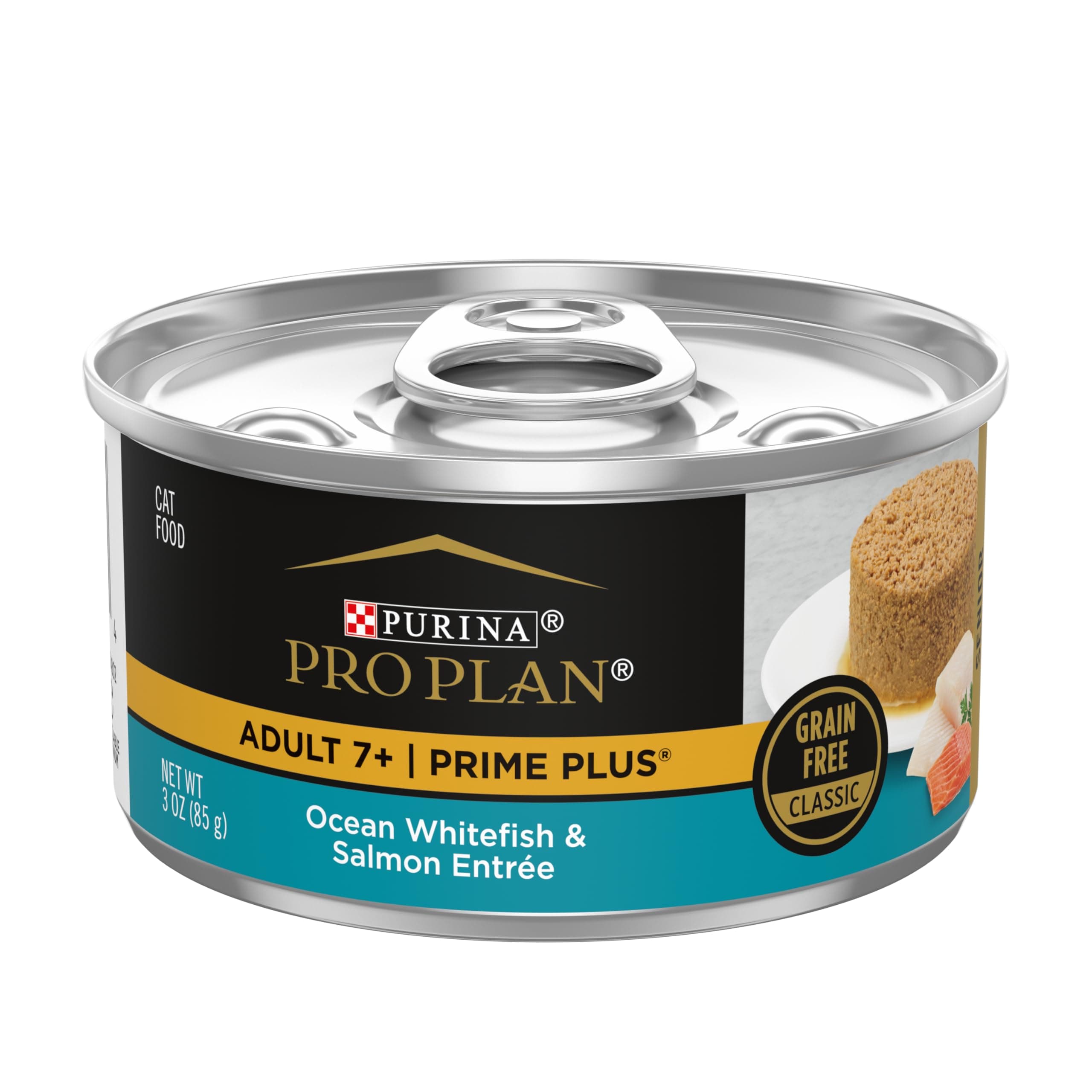 PURINA Pro PlanSenior Cat Food Wet Pate, Ocean Whitefish and Salmon Entree - (24) 3 oz. Pull-Top Cans