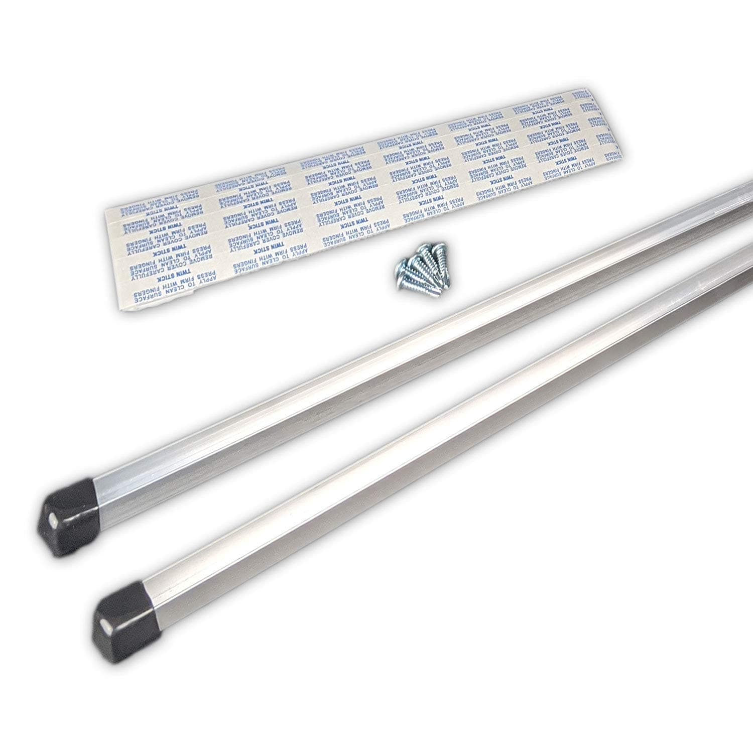 Visibility Signage 2 Pack 36" Long Yard Aluminum Sign Post Stake with Black Finishing Cap for Top of Post and Double-Sided Foam Mounting Tape