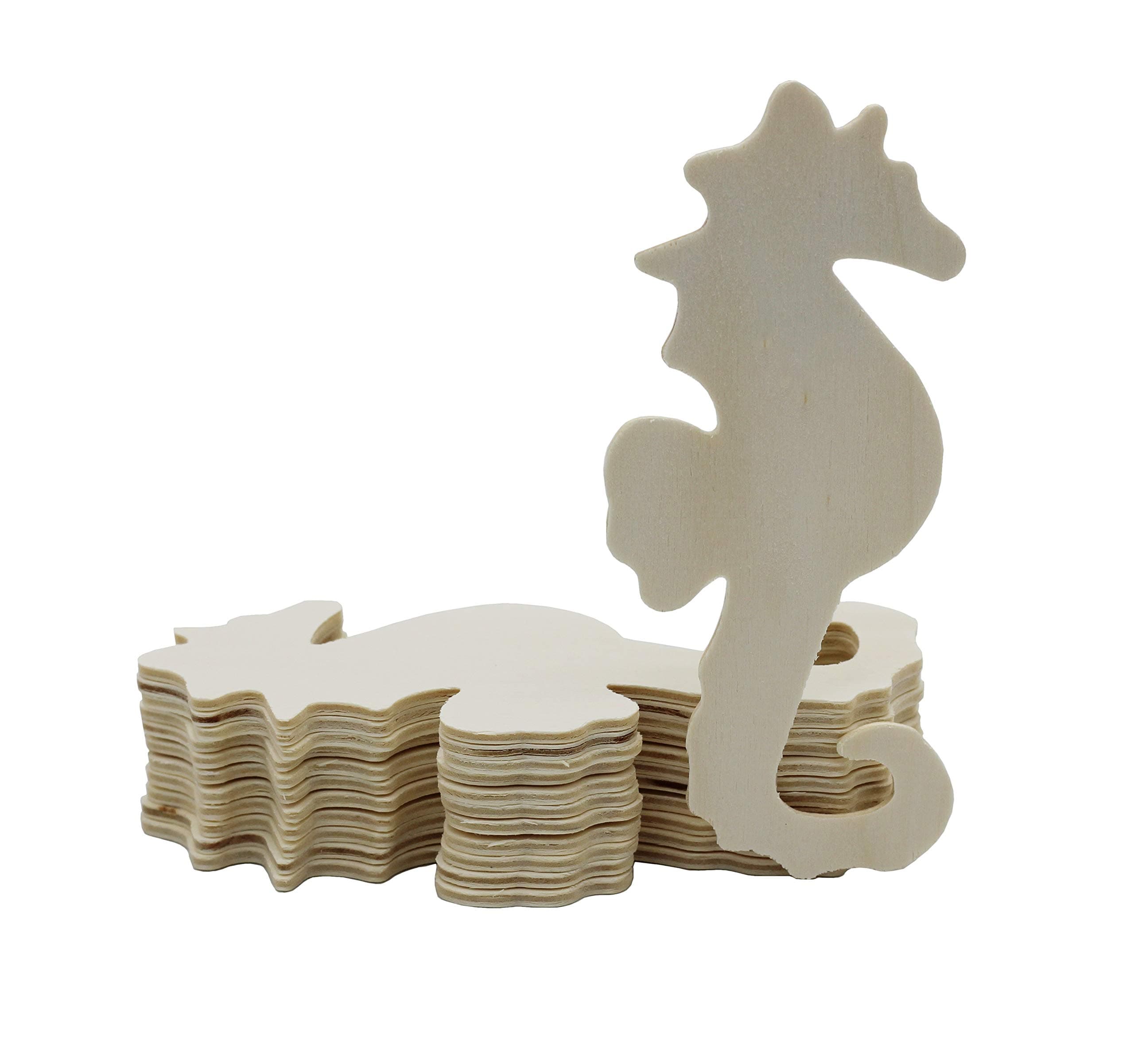 Creative Hobbies® 4 Inch Unfinished Wooden Shapes - Ready to Paint or Decorate Seahorse Shapes | 12 Pack