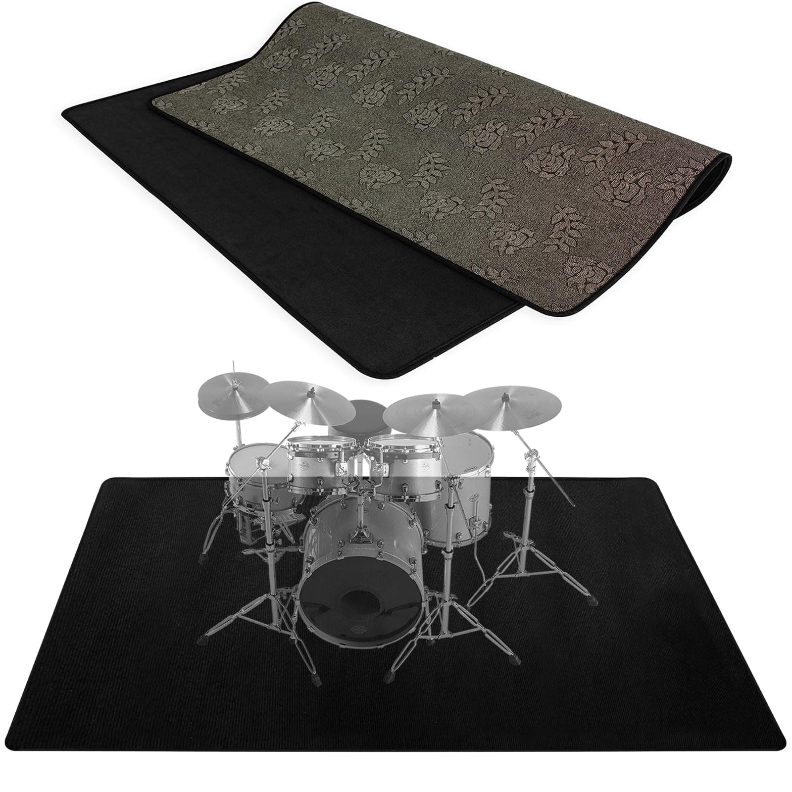 IBVIVIC Drum Mat, 4Ft x 5.3Ft Drum Carpet Drum Rug Drum Pad Tightly Woven Fabric with Non-Slip Grip Bottom, Black