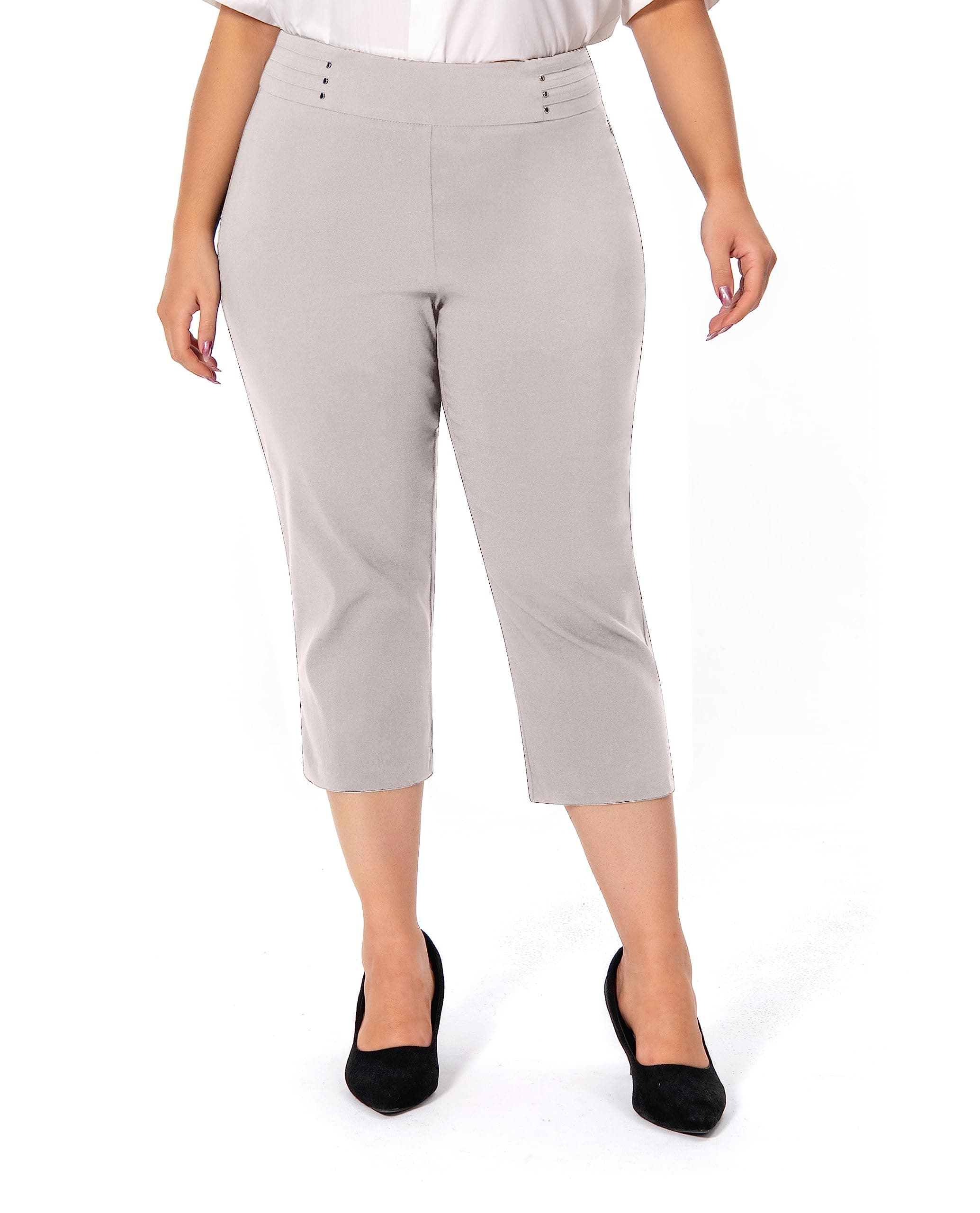 Jenna Rose 70239 Womens Mill Rivet Waistband Capri