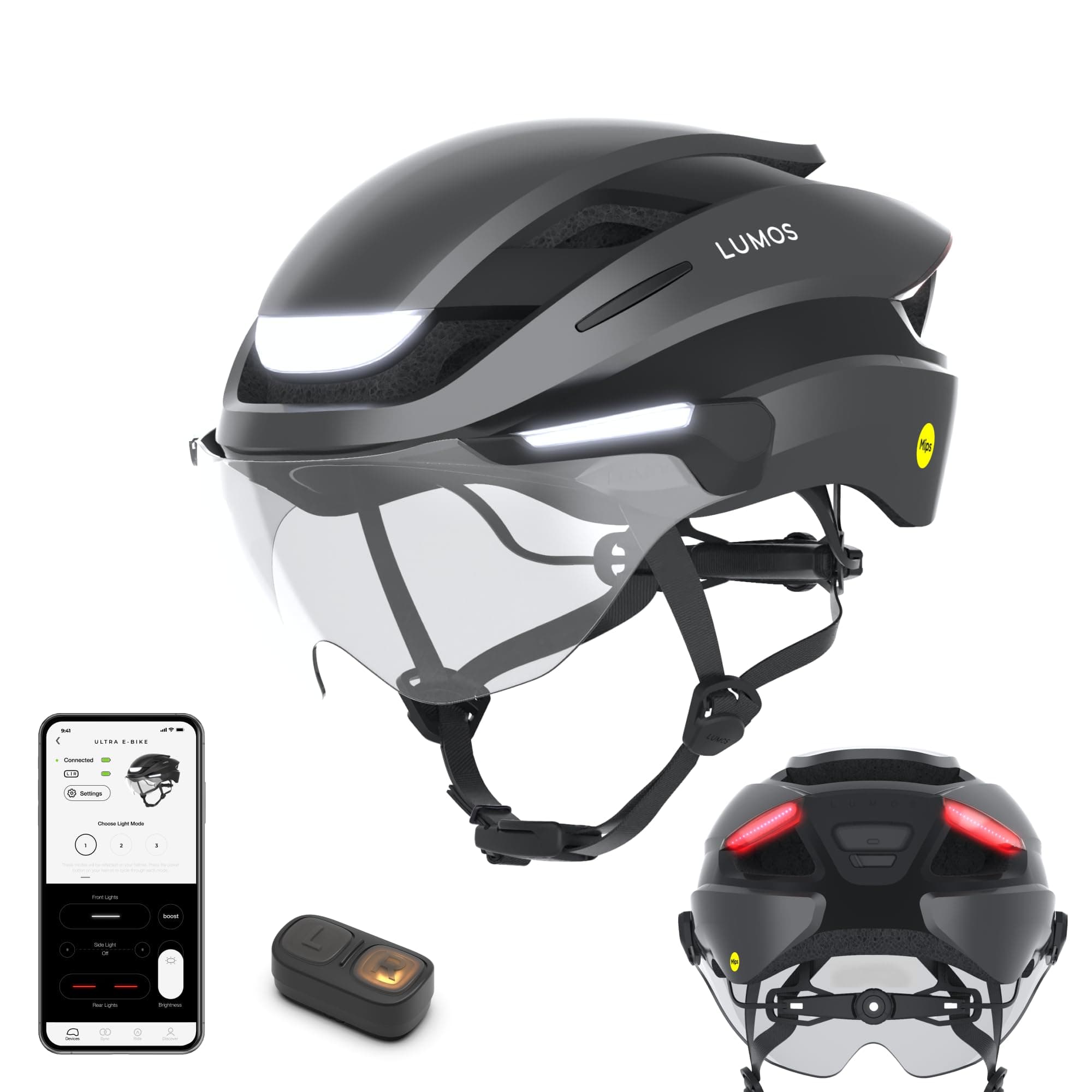 Ultra E-Bike Smart Helmet | NTA 8667 Certified | Front & Rear LED Lights | Retractable Face Shield | App Controlled | EBike, Scooter, Cycling, Bicycle | Adults, Men Women