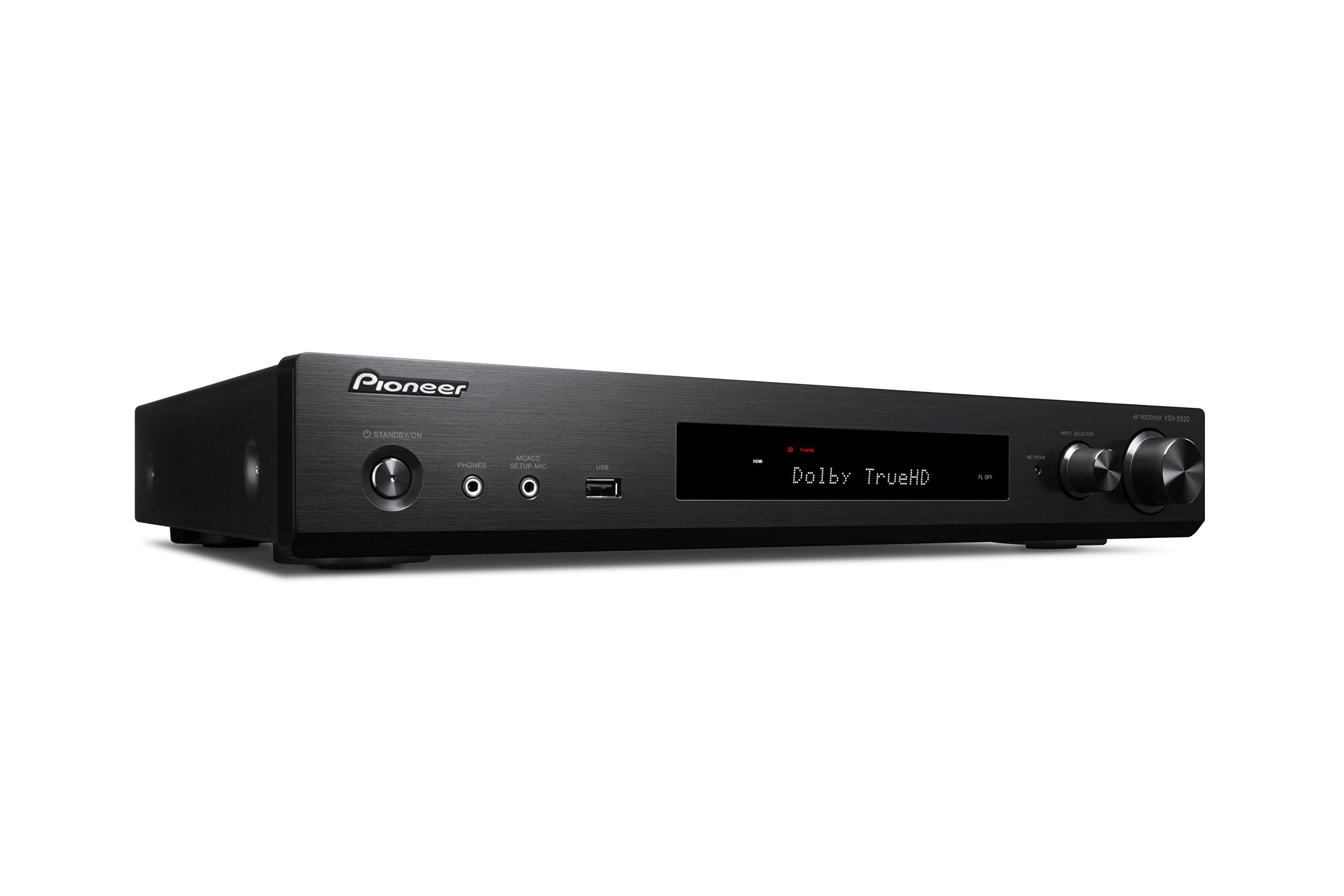 Pioneer 5.1 Channel Slim AV Receiver, VSX-S520-B, Amplifier 80 Watt/Channel, Multiroom/Wi-Fi/4K Ultra HD/Bluetooth/Hi-Res Audio/Streaming/Dolby TrueHD/DTS-HD/Music Apps (Spotify, Tidal, Deezer),Black