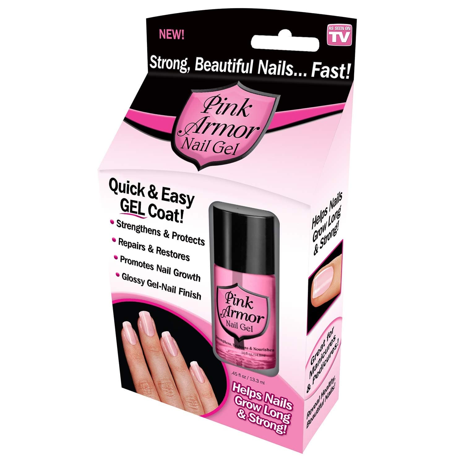 Armor Nail Gel, Pink, 0.45 Fl Oz, As Seen on TV