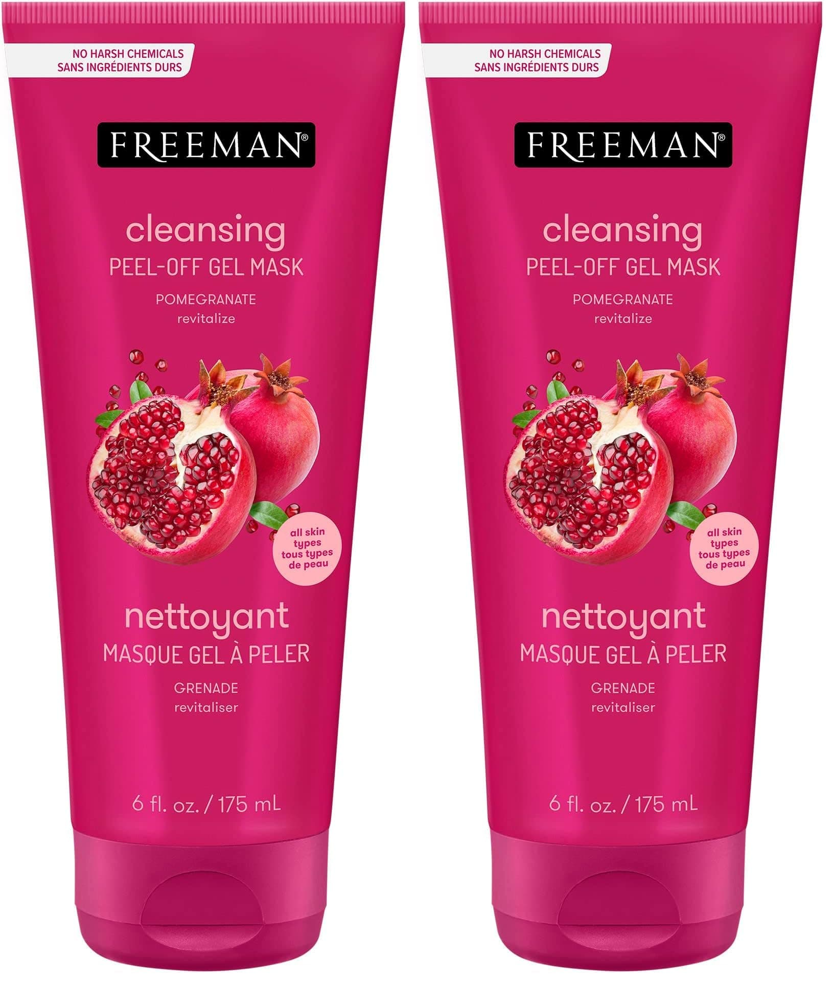 FREEMAN Revitalizing Peel Off Gel Facial Mask with Pomegranate and Antioxidants, Beauty Face Mask, 6 oz (Pack of 2)