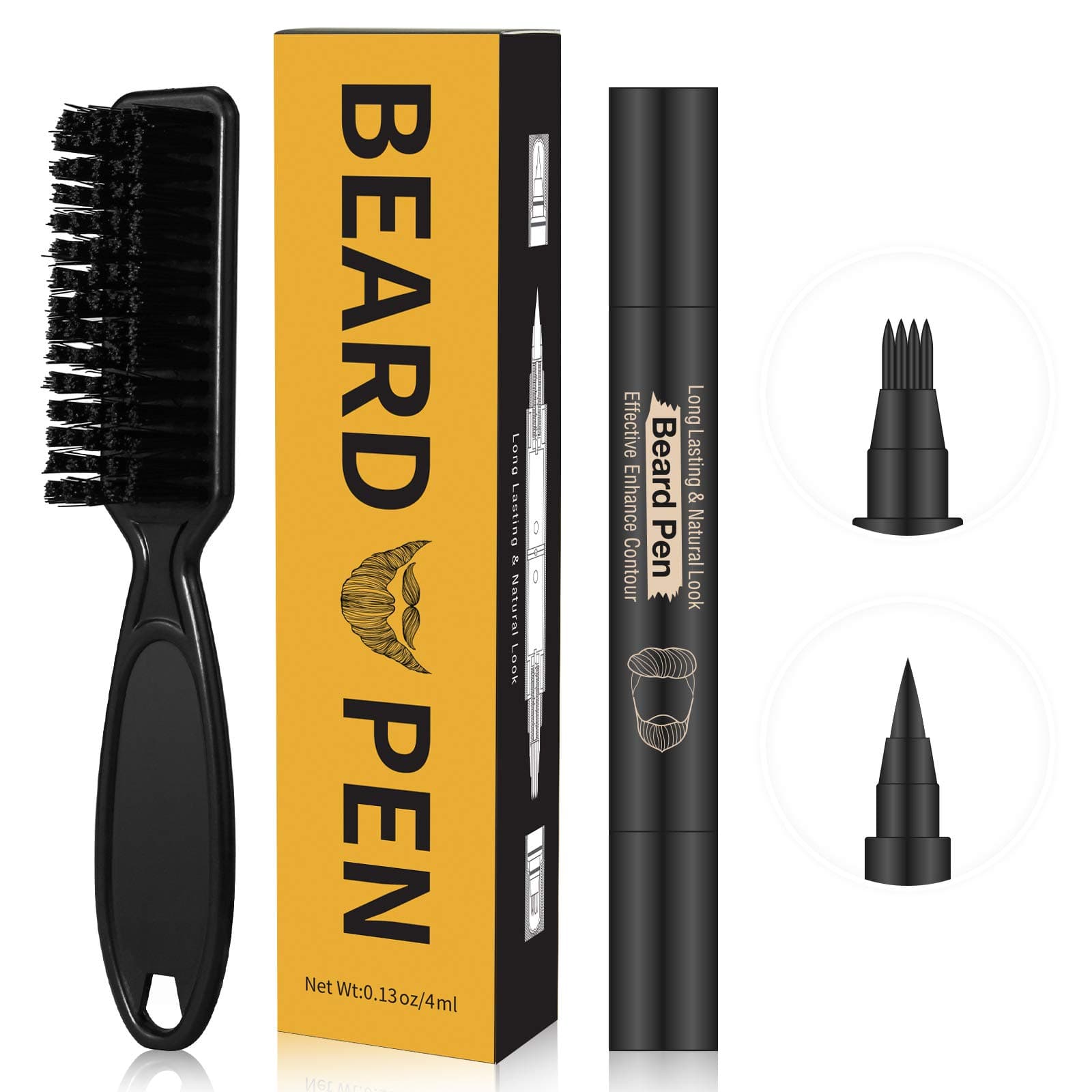 - Beard Pencil Filler for man Water Proof Beard pen and beard brush Long Lasting Coverage Natural Finish, Male Mustache Repair Shape, Effective Enhance Facial Hair （BLACK）
