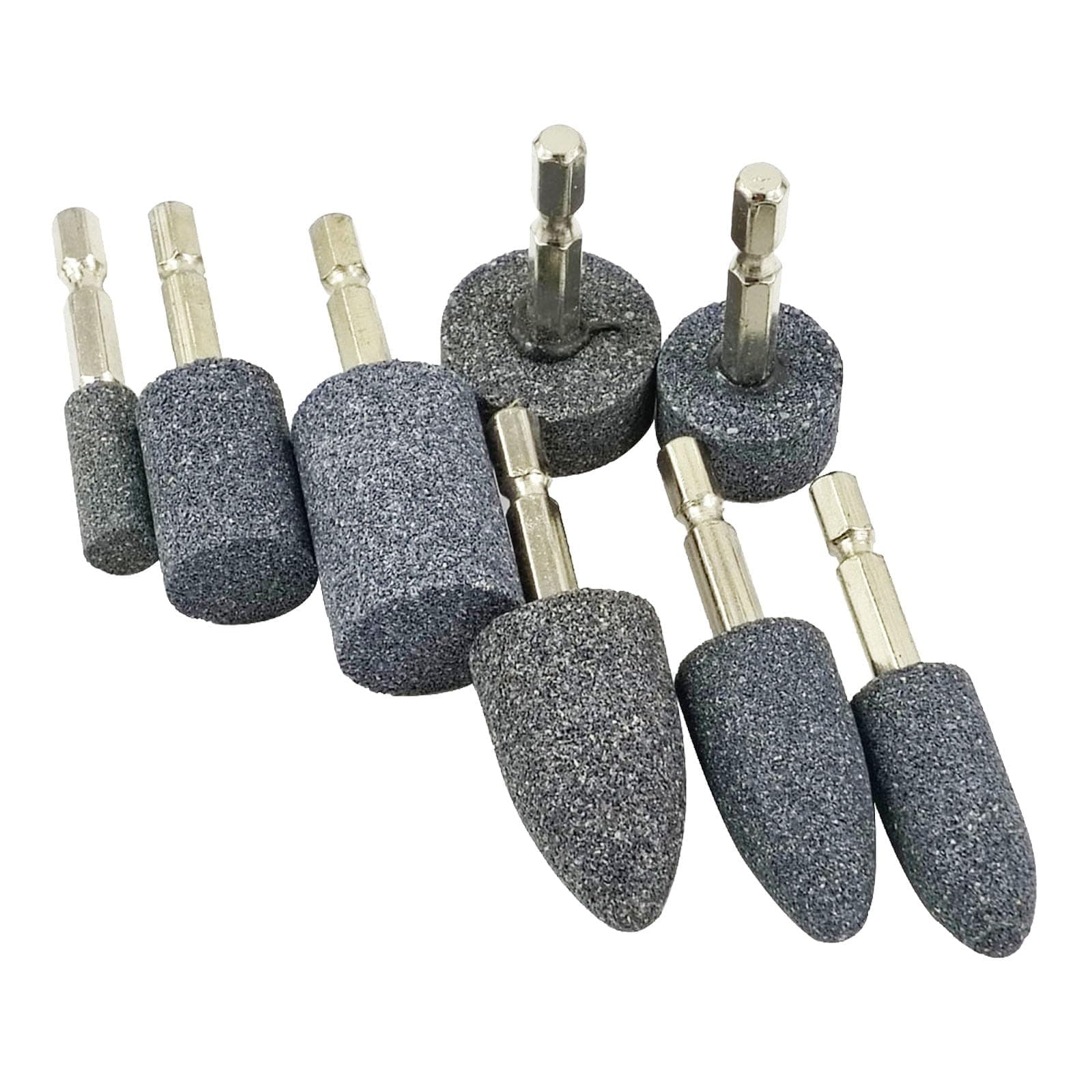 𝐋𝐮𝐨 𝐤𝐞 8 Pcs Rotary Grinding Stone - 1/4'' Hex Shank Assorted Shape Abrasive Stone Mounted Grinding Point Aluminum Oxide Sharpening Bits for Rotary Tool Drill