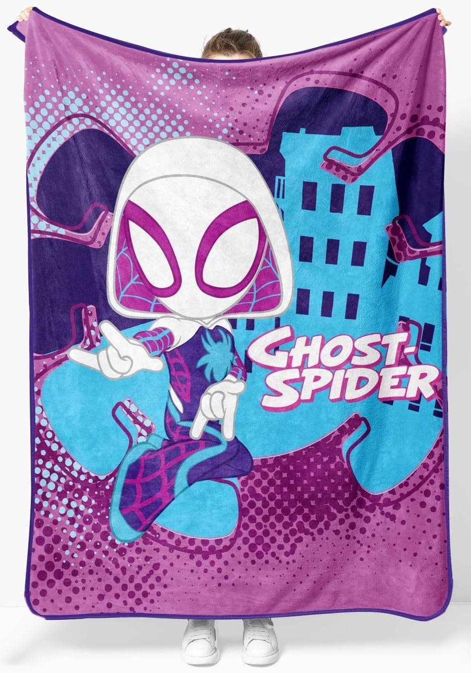 Marvel Spidey and His Amazing Friends Ghost Spider Gwen Throw Blanket - Measures 46 x 60 inches, Kids Bedding Features Gwen Stacy - Fade Resistant Super Soft Fleece (Official Product)