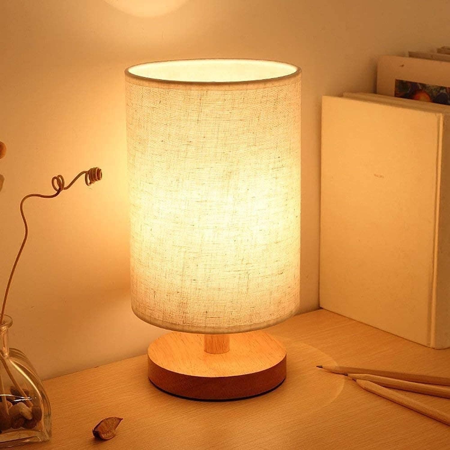 SINCHER Bedside Table Lamp with Cover and LED Bulb, Light Temperature: 3000 K,Light Output: 600LM,E27 Premium Modern Style Desk Lamp for Premium Dining Room Bedroom Living Room Study Room Dorm