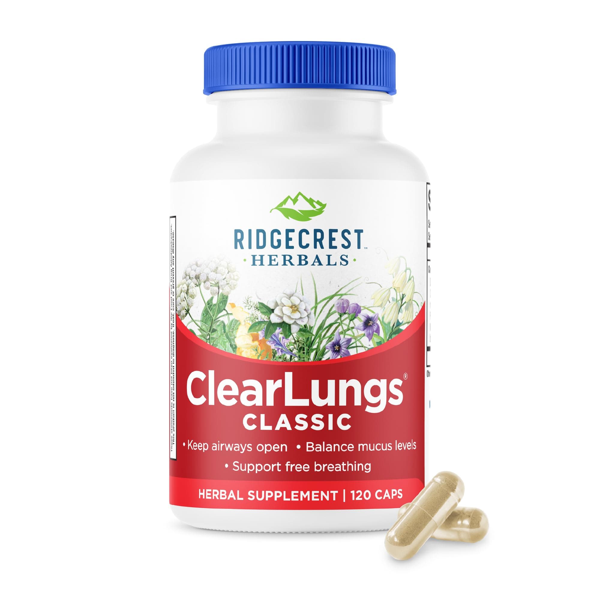 ClearLungs Classic, Daily Health Supplement, Natural Lung and Nasal Wellness Formula for Bronchial, Respiratory, Immune, Sinus, and Mucus Support (120 Vegan Caps, 60 Serv)