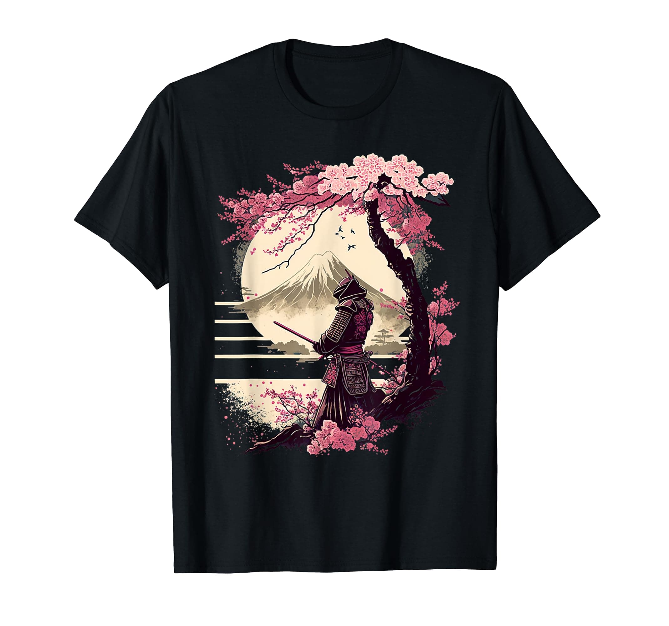 Samurai Japanese Vintage Art Samurai RetroAesthetic Vintage Samurai Japanese Art Samurai Retro cherry T-Shirt
