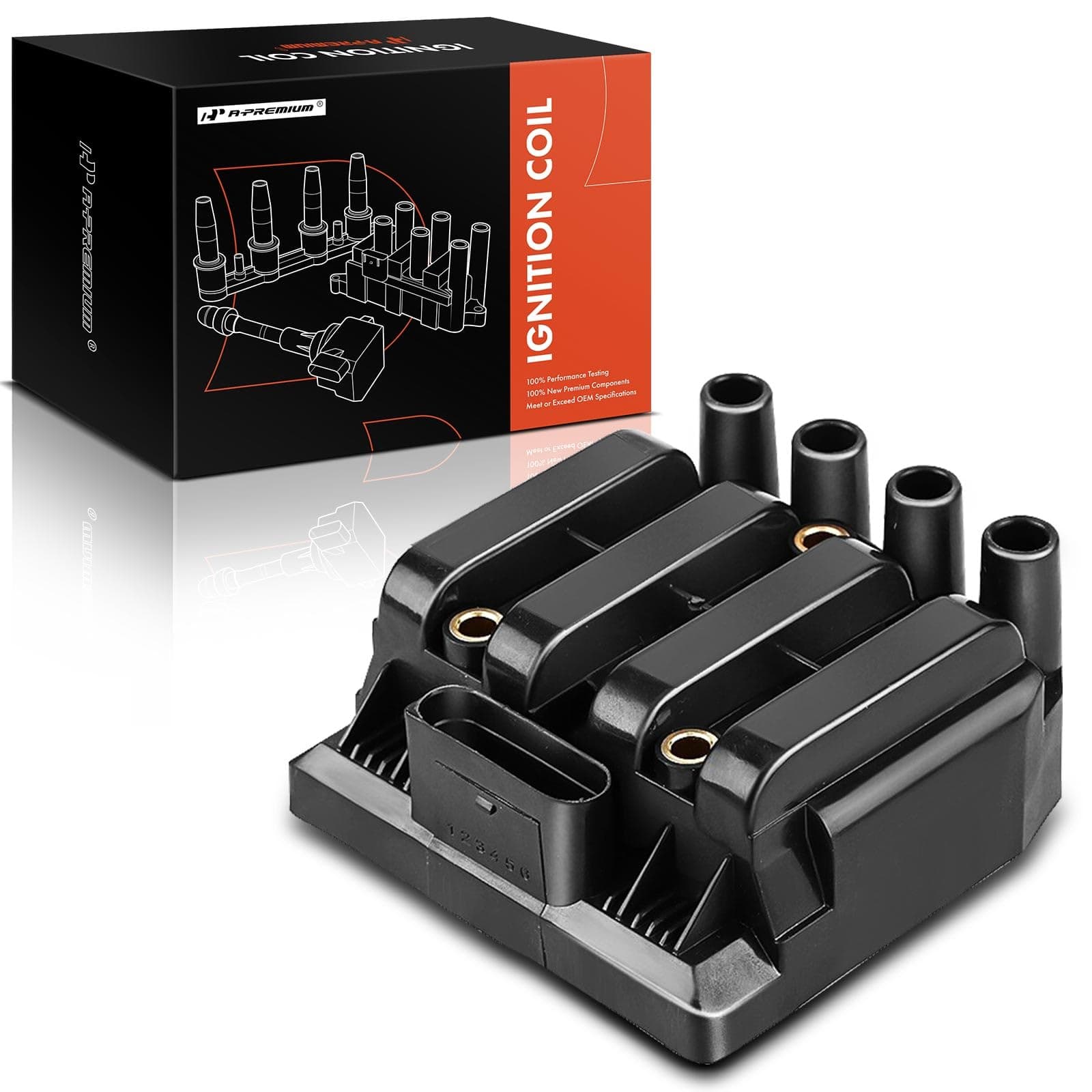 A-Premium Engine Ignition Coil Pack Compatible with Volkswagen Jetta 2001-2005, Beetle 1998-2011, Golf 2001-2006, Golf City 2007-2010, Jetta City 2007-2009-L4 2.0L