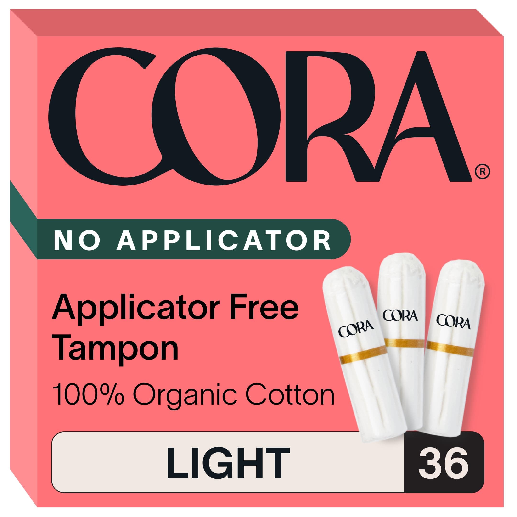100% Organic Cotton Non-Applicator Tampons | Ultra-Absorbent, Unscented, Natural, Non-Toxic, Applicator Free | Eco-Conscious | Light Absorbency (36 Count)