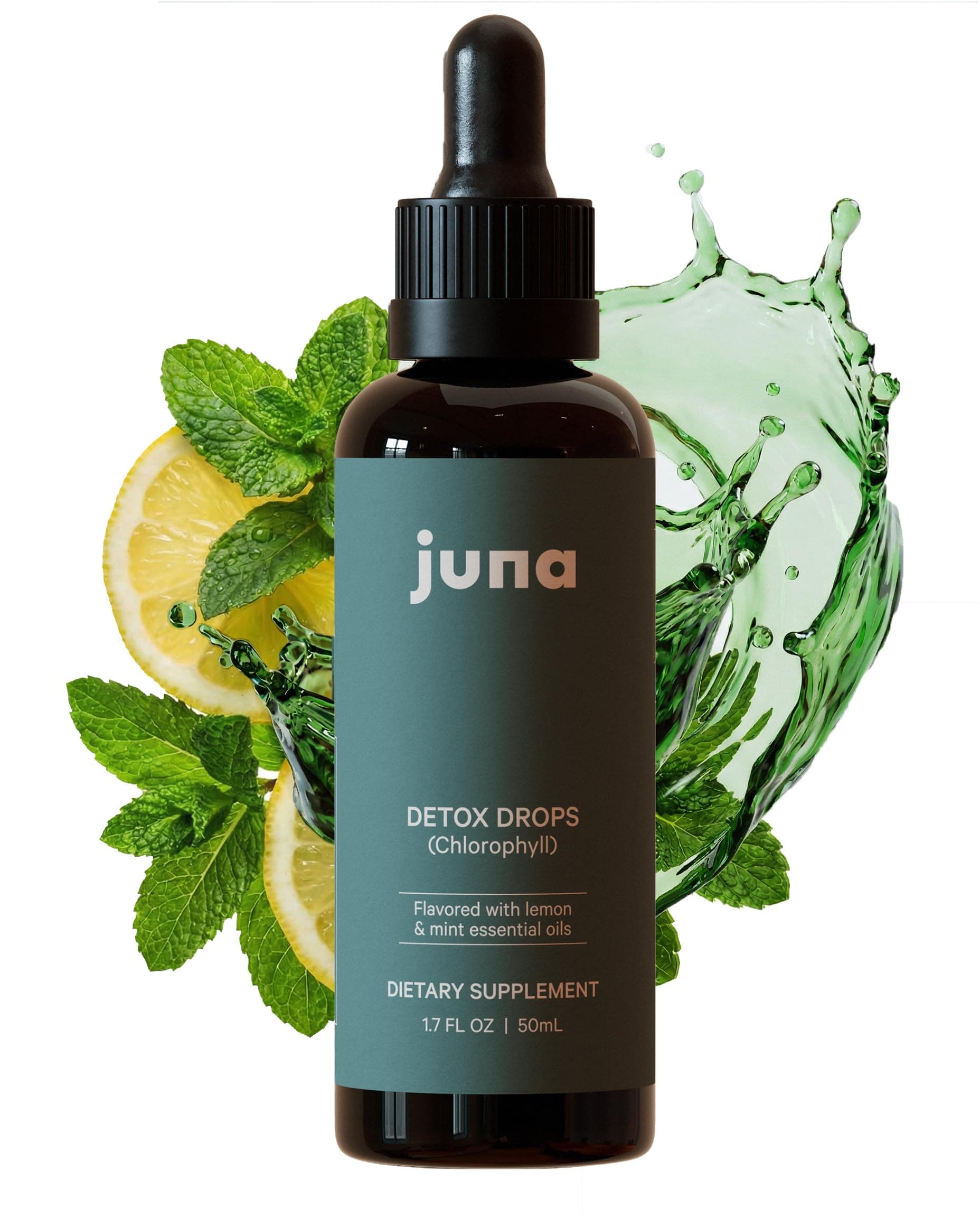 Chlorophyll Liquid Drops - Antioxidant Supplement for Detox, Debloat, Internal Deodorant, Energy & Immune Support - Fresh Minty Lemon Taste