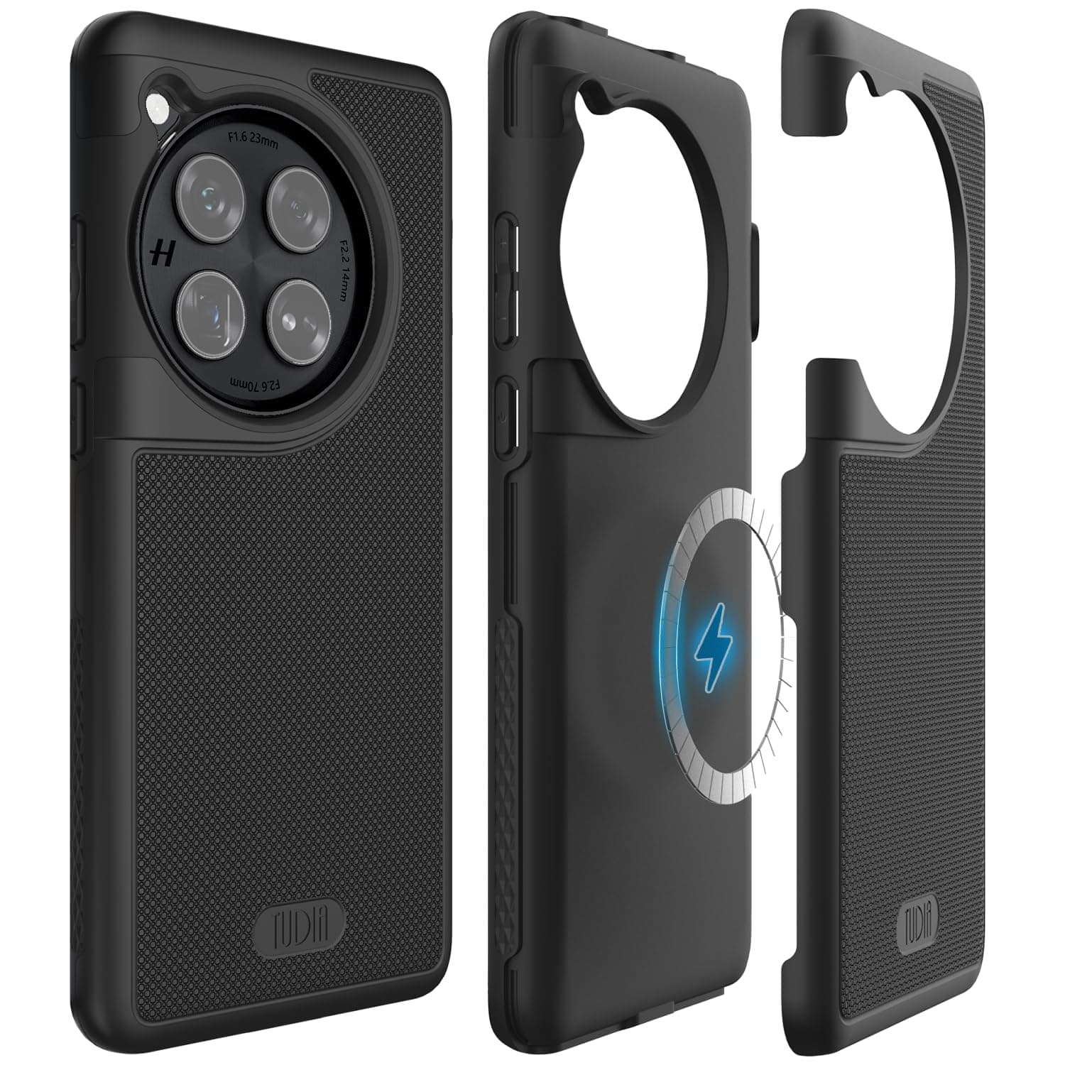 TUDIA MergeGrip [Magsafe Compatible] for OnePlus 12 5G Back Cover - Military Grade Drop Tested Dual Layer Shockproof Anti-Slip Heavy Duty Protective Case- Matte Black