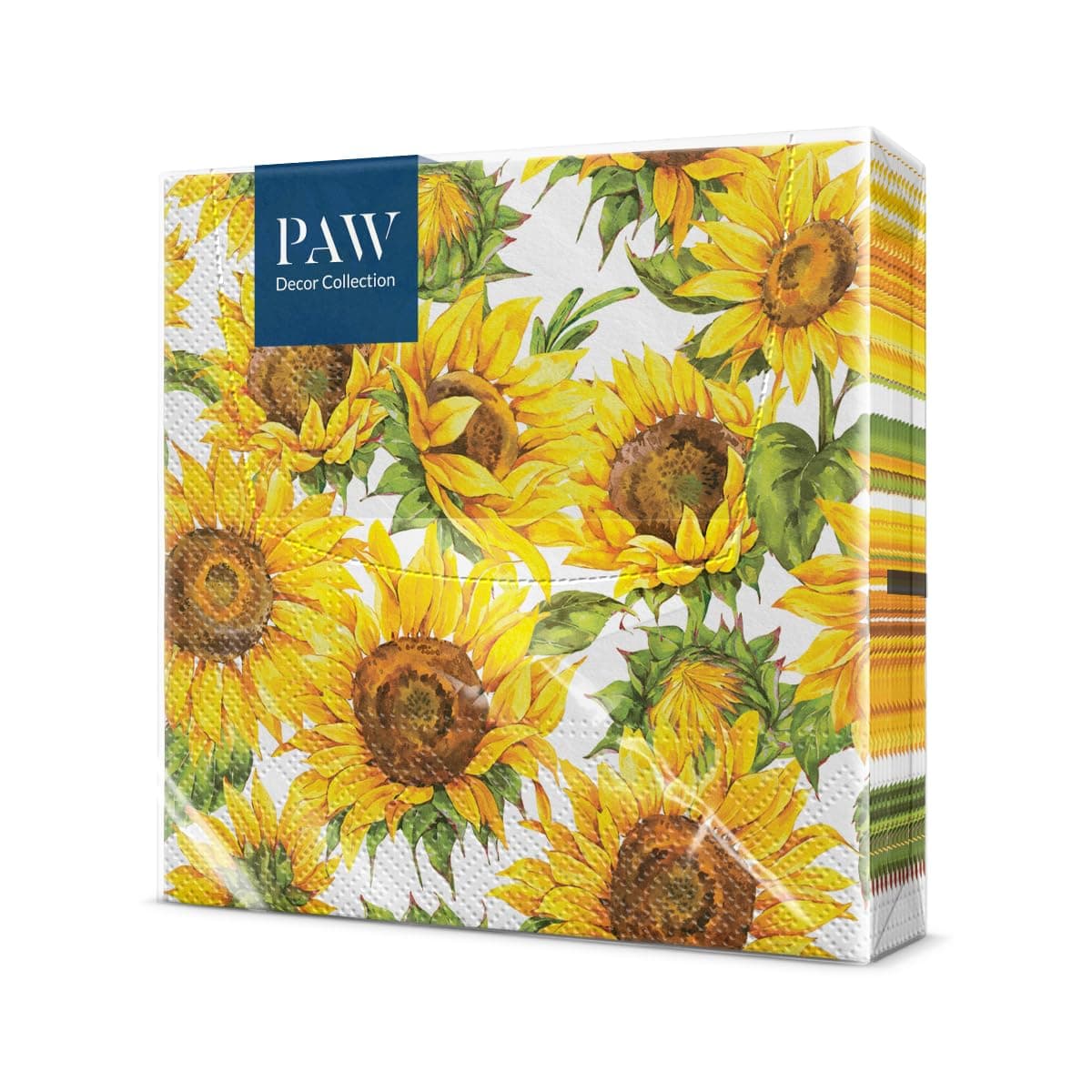 Paw Napkins 3-Ply (33 x 33 cm) I Pack of 20 I Perfect for Birthdays, Parties, Meetings I Autumn Table Decoration I Colourful Paper Napkins - Sunflowers Yellow Petals I Dancing Sunflowers