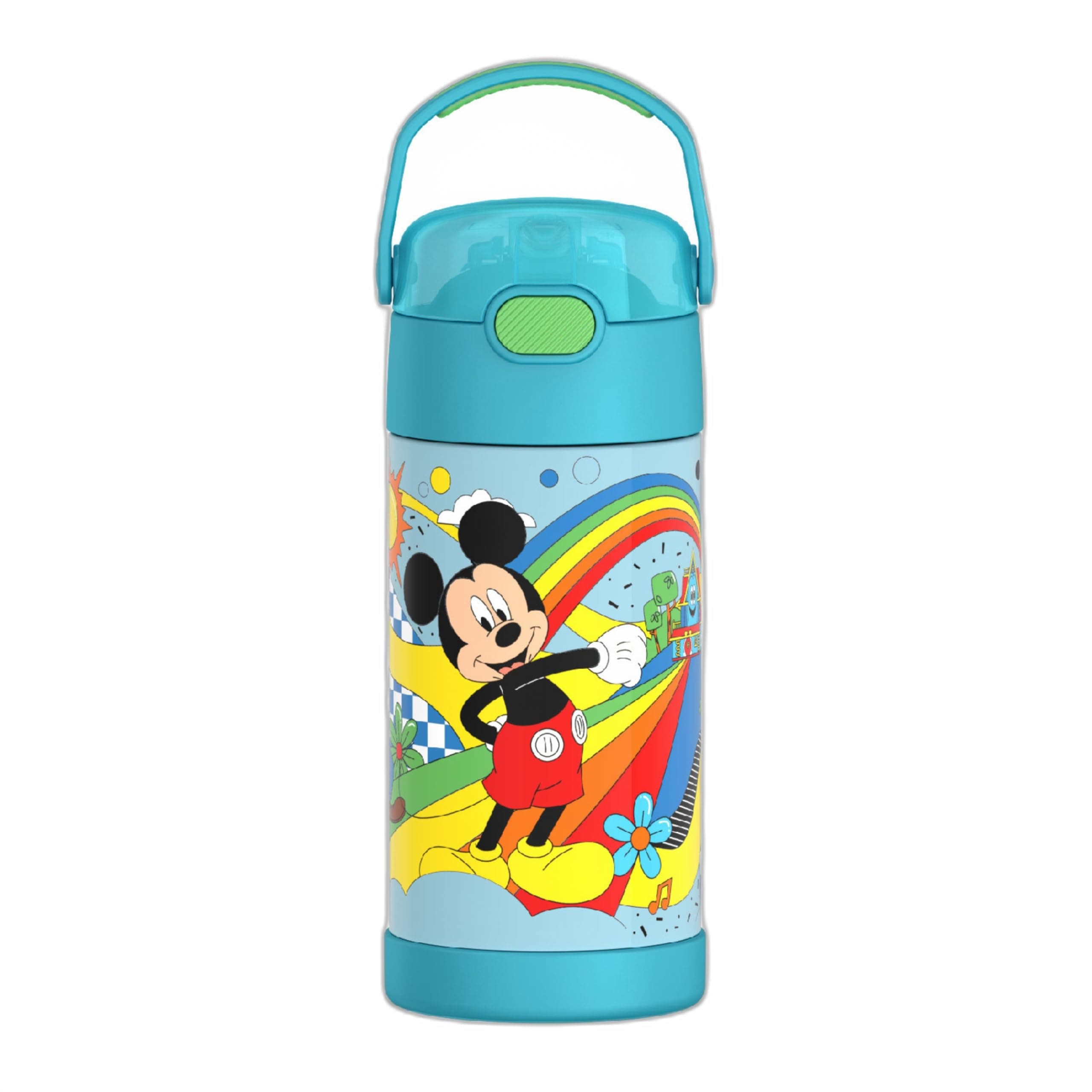 THERMOS FUNTAINER Water Bottle with Straw - 12 Ounce - Kids Stainless Steel Vacuum Insulated Water Bottle with Lid, Mickey Mouse