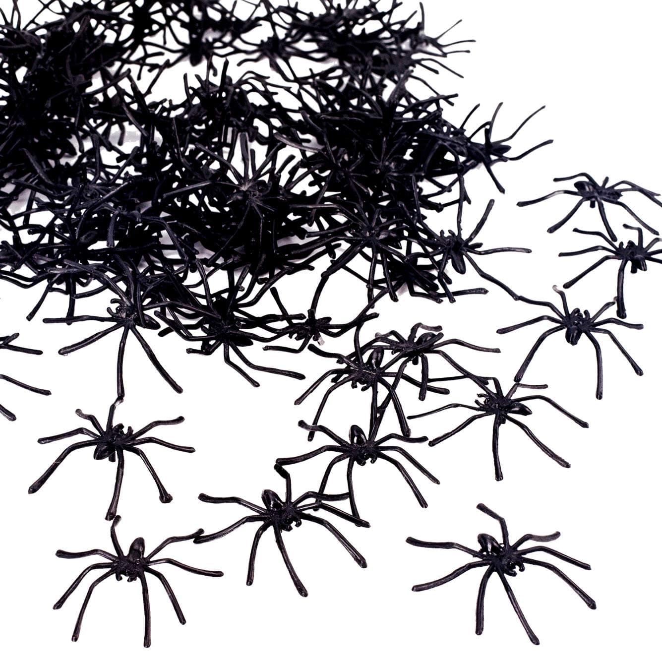 Dorhui 120 Pieces Halloween Black Plastic Spiders, Fake Halloween Spiders Toy for Kids Great Party Favors, Halloween Party Decorations