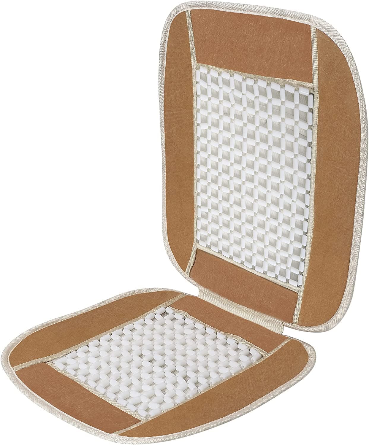 CARSHADE Velvet Acupressure Design Marble Bead Seat Cover for Car Beige, Universal Size