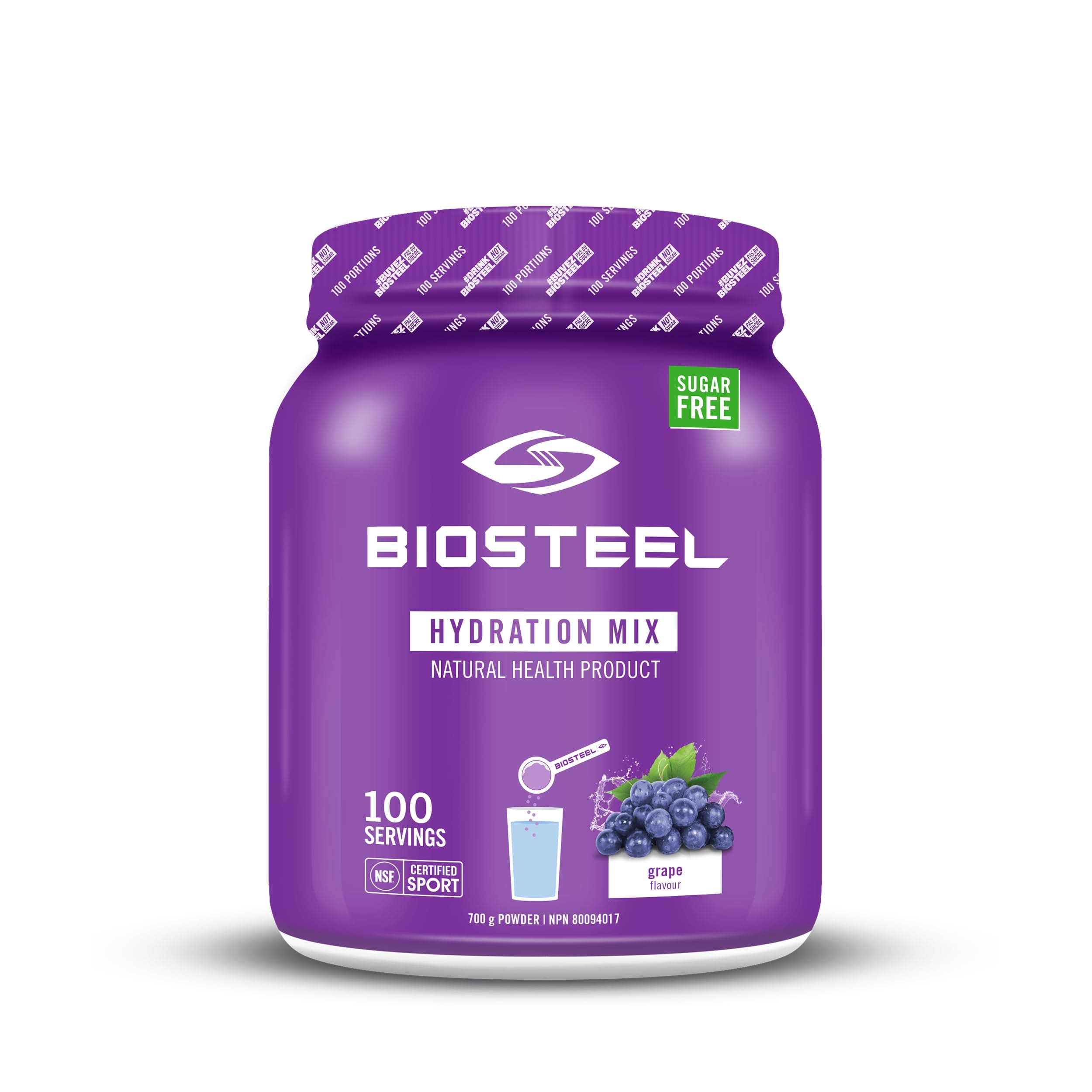 BIOSTEELHigh Performance Sports Hydration - Sugar Free Drink Mix Grape, 100 Servings