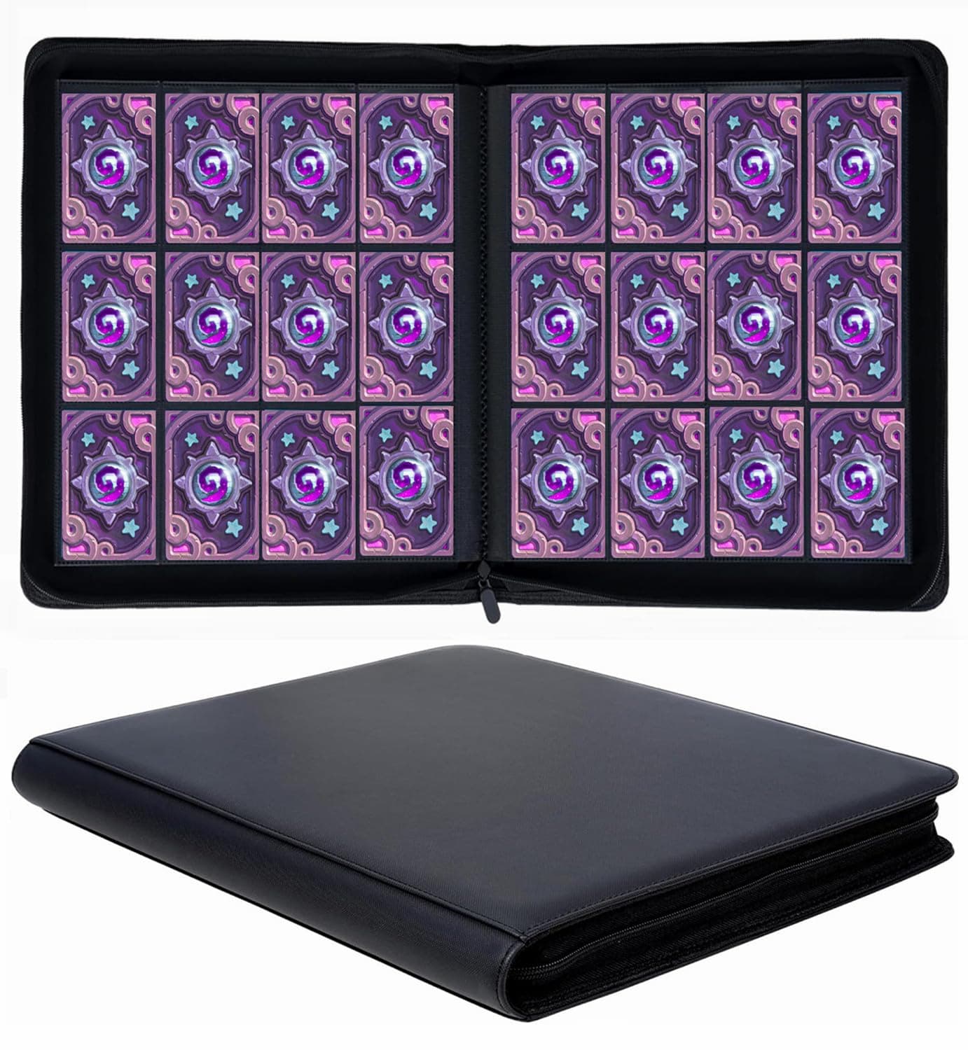 12 Pocket 720 Pockets Trading Card Binder, Ringless Side Loading Card Holder Album, Trading Card Album Fit for YuGiOh, MTG, TCG, Game Cards, Sports Cards, Business Cards (Black)