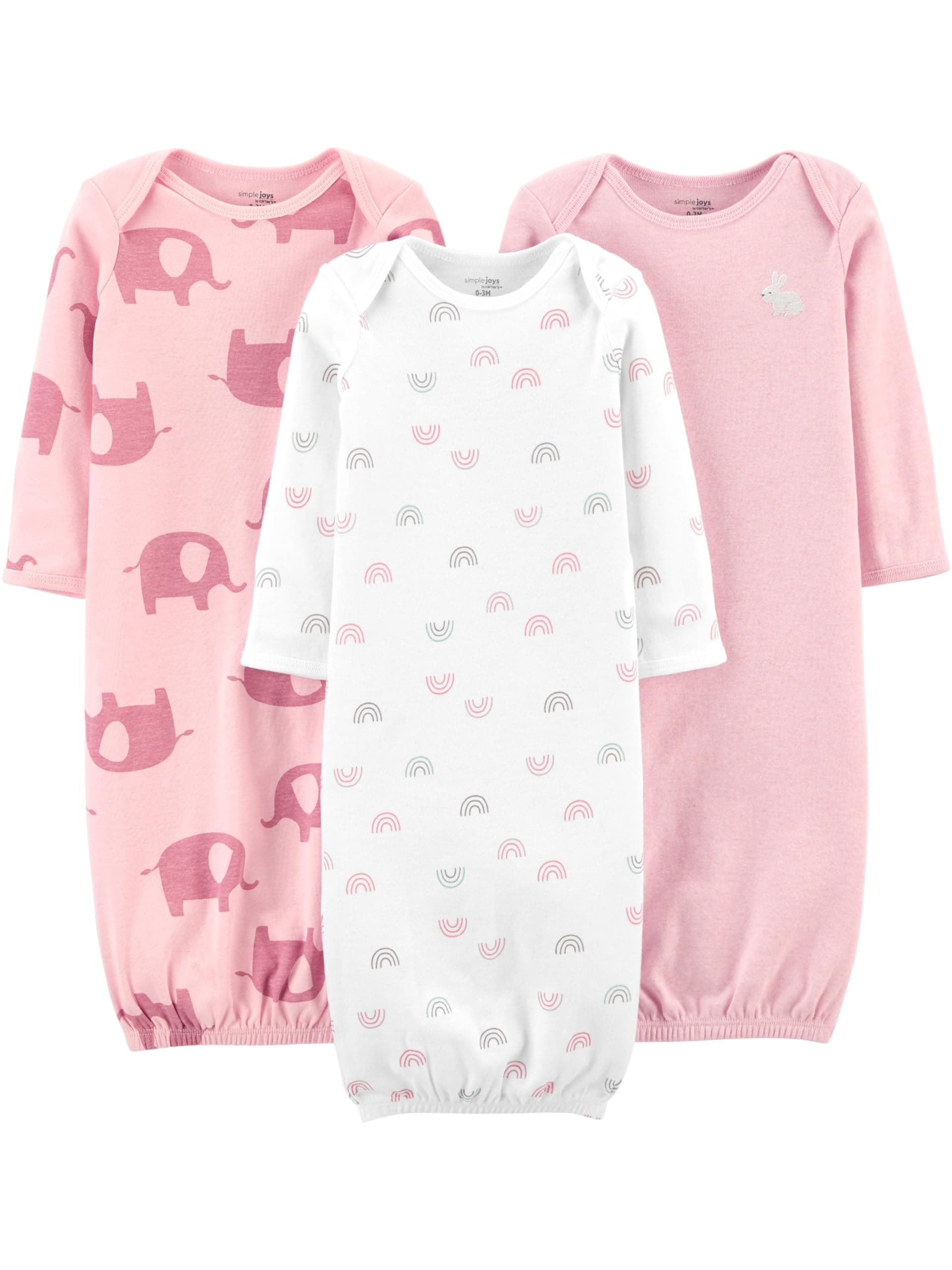 Baby Girls' 3-pack Cotton Sleeper Gown
