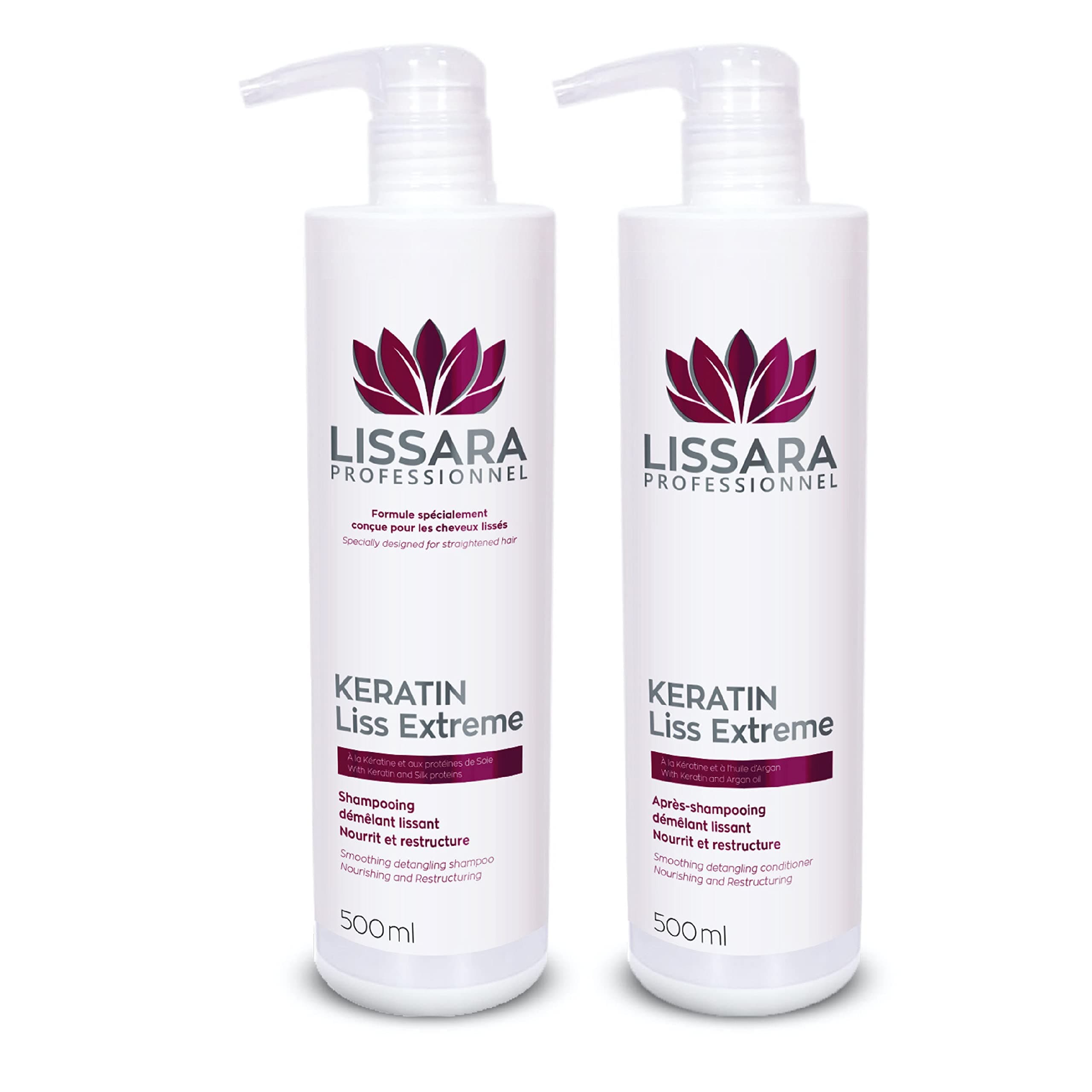Sulphate-Free Shampoo & Conditioner Duo - with keratin - Treatment for use after Brazilian Straightening Treatment – 2 x 500ml