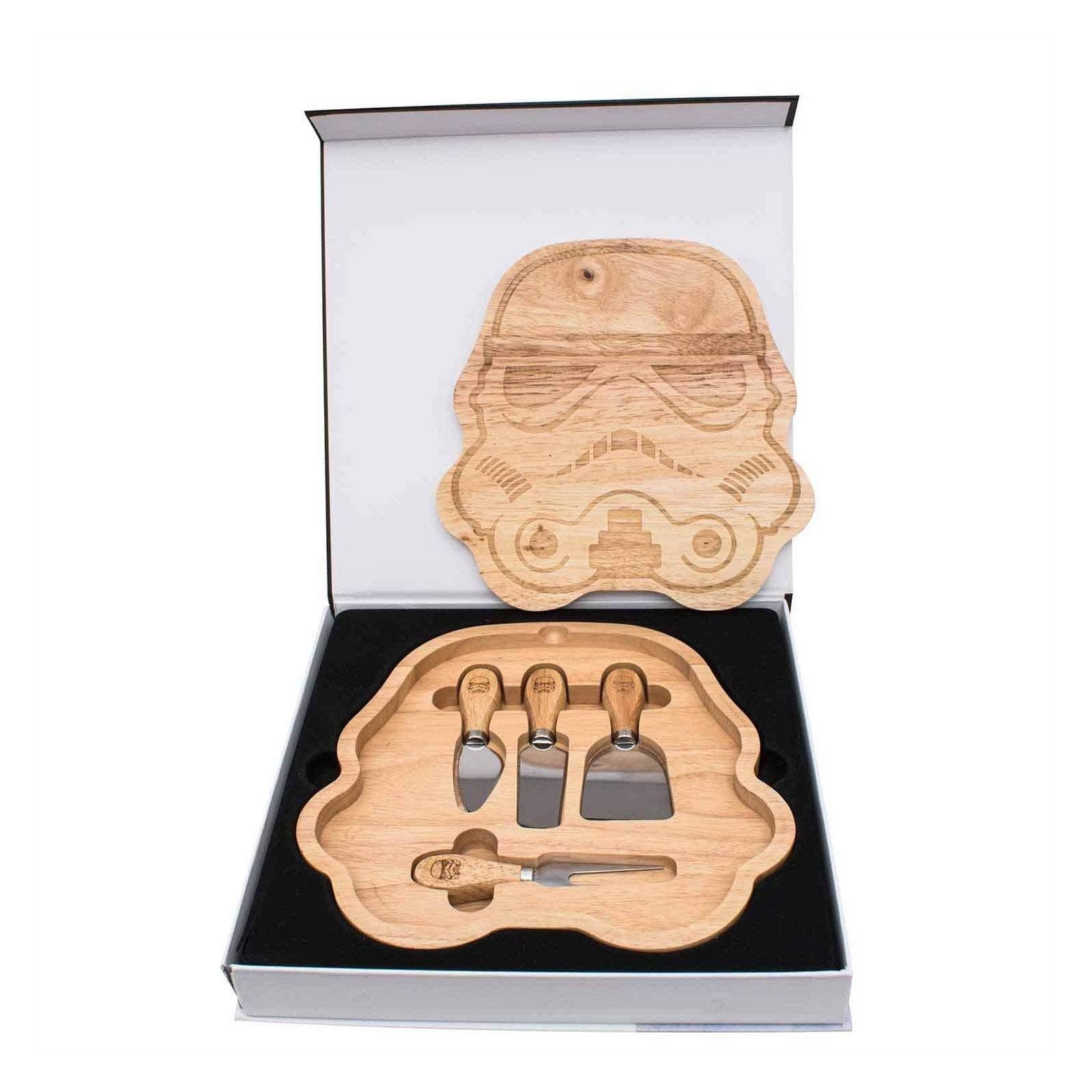 Original Stormtrooper Cheeseboard and Knife Set, Wooden Cheese Board, Chopping Board, Charcuterie Board, Wooden Serving Board, Includes Stilton, Cheddar and Hard Cheese Knife - Thumbs Up!