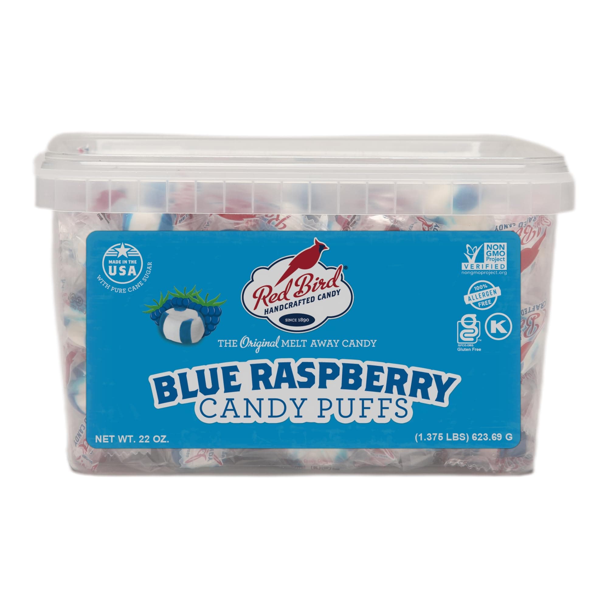 Red Bird Blue Raspberry Candy, Individually Wrapped, Unique Candy, 22 oz Tub