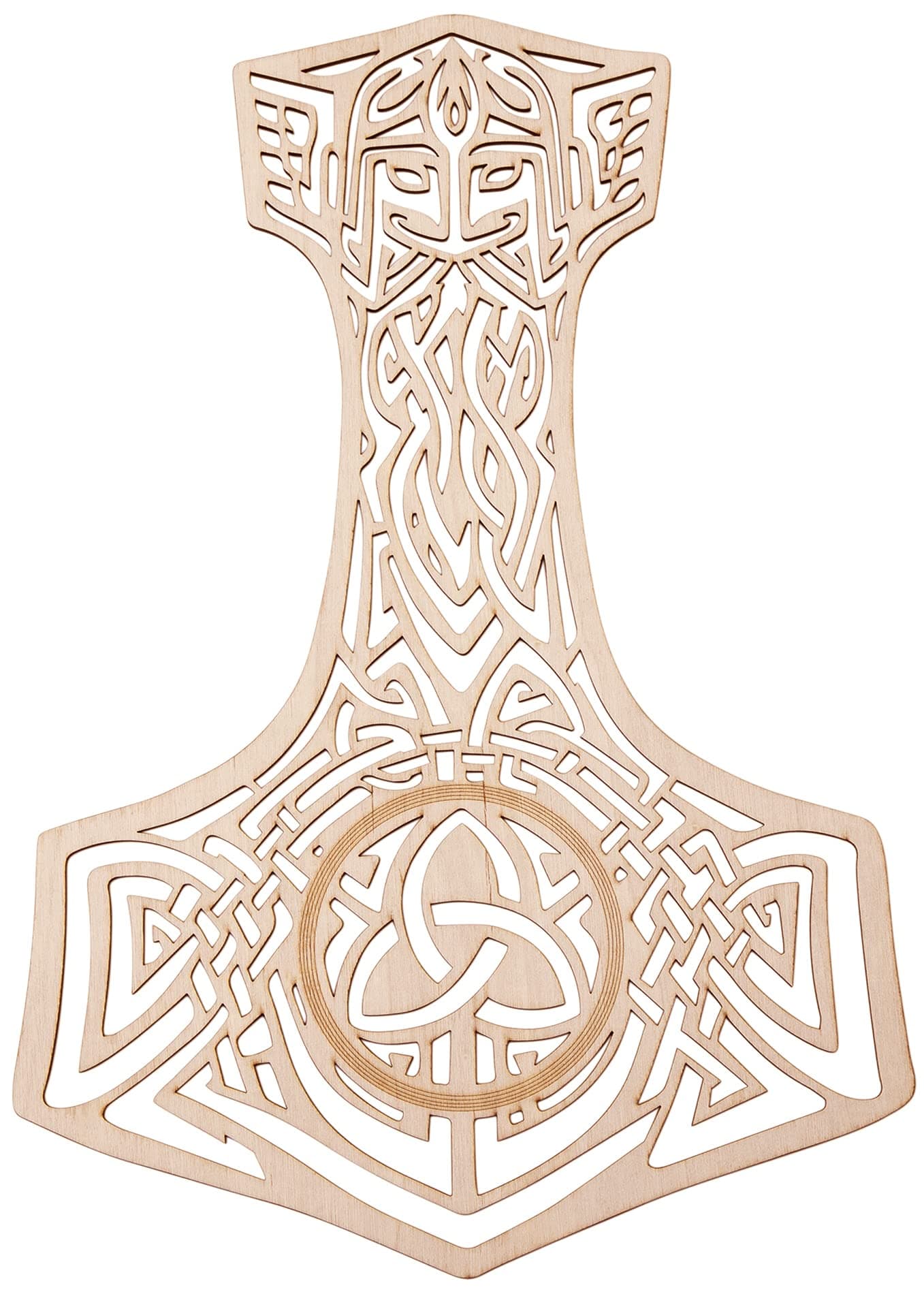 Fourth Level Manufacturing Celtic Thor Hammer Wooden Wall Art, Norse Viking Thor Hammer