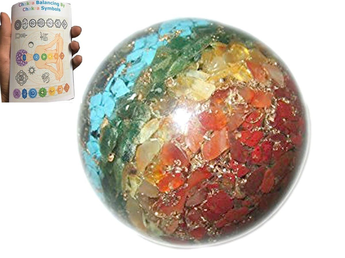 New Chakra Layer Gemstone Orgone Sphere Ball Chakra Unique Cleansing Crystal Gemstones Copper Metal Mix Rare Healing Positive Energy Tetrahedron Sacred Geometry Memory Concentration Meditation Boll