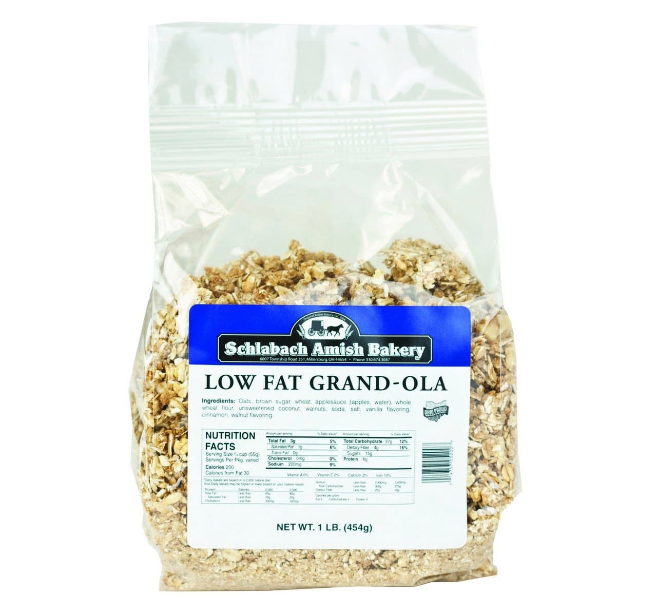 Schlabach Amish Bakery All Natural, Low-Fat Grand-Ola Granola (Pack of 2 – 16 Oz. Bags