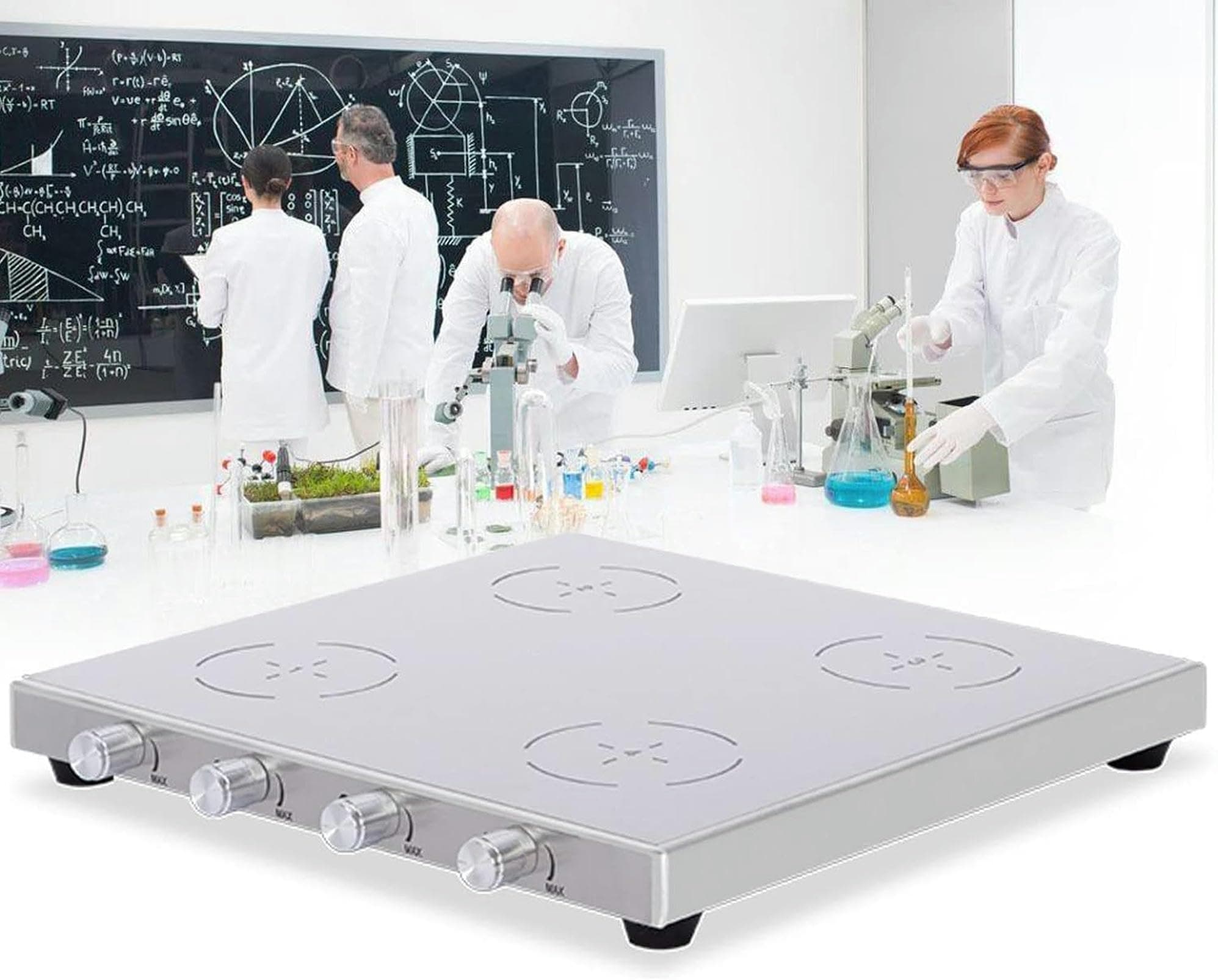 LXZECSDOPLab Stirrer, Magnetic Stirrer with Stainless Steel Work Plate, 200-2000 RPM Speed Stirrer Machine, 1/2/4/6 Multi-Position Magnetic Stirrer, for lab use,LC-UMS-4