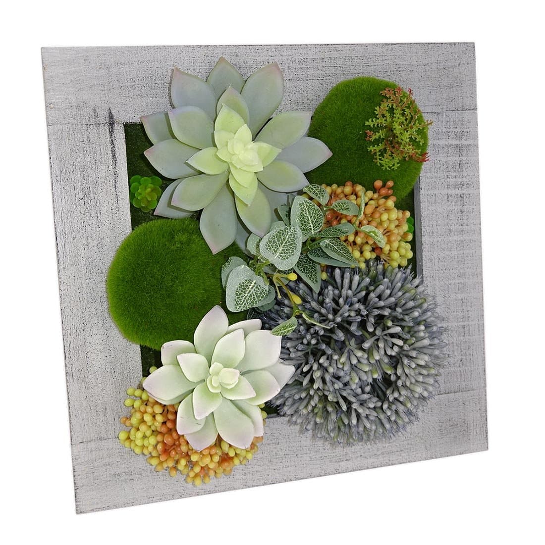 Kumii Wall Mounted 3D Artificial Flowers With Wood Frame and Wall Hanging, Art Wall Decor for Office and Home (Gray)