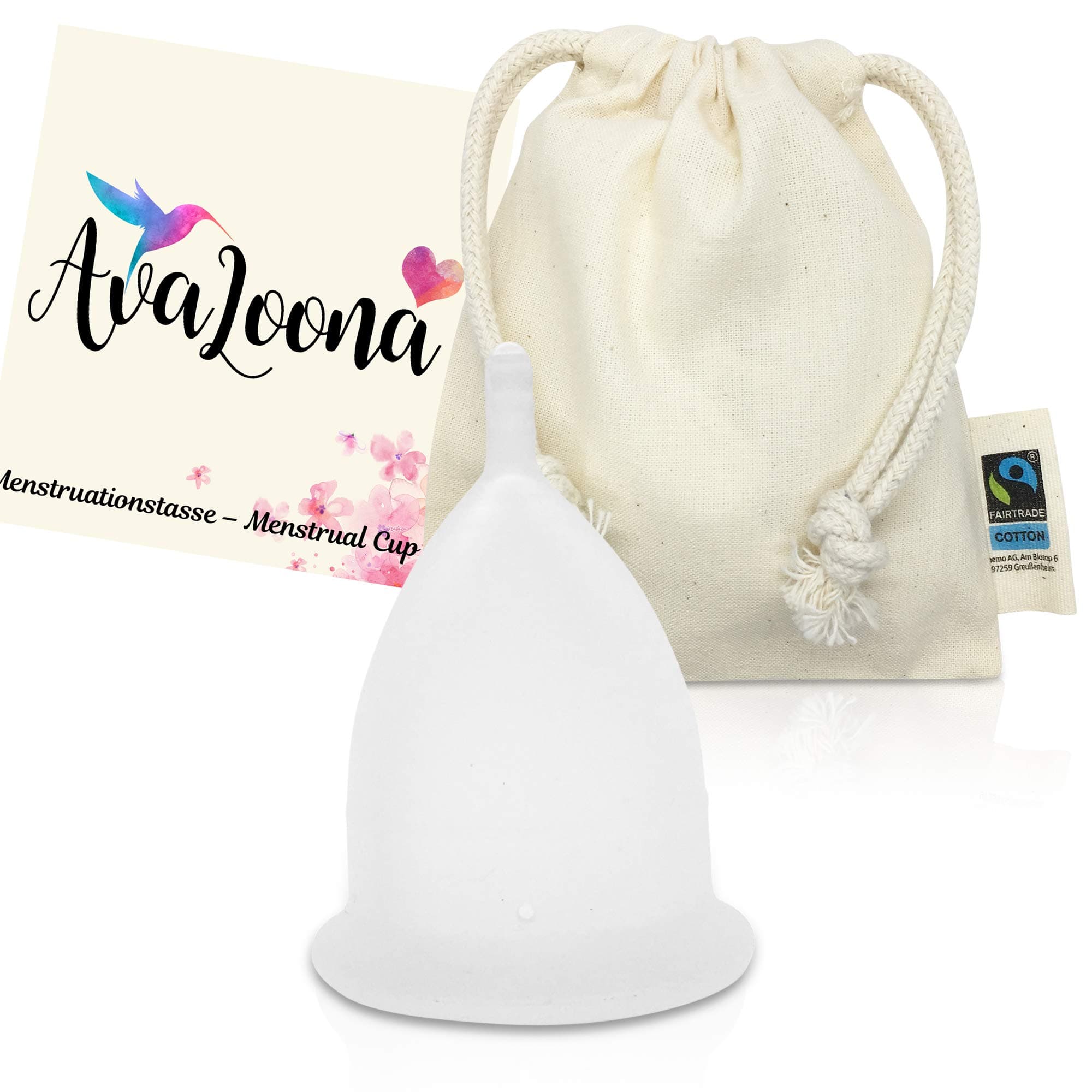 AvaLoona Menstrual Cup Made of Medical Silicone - Including Bag (Small, White)