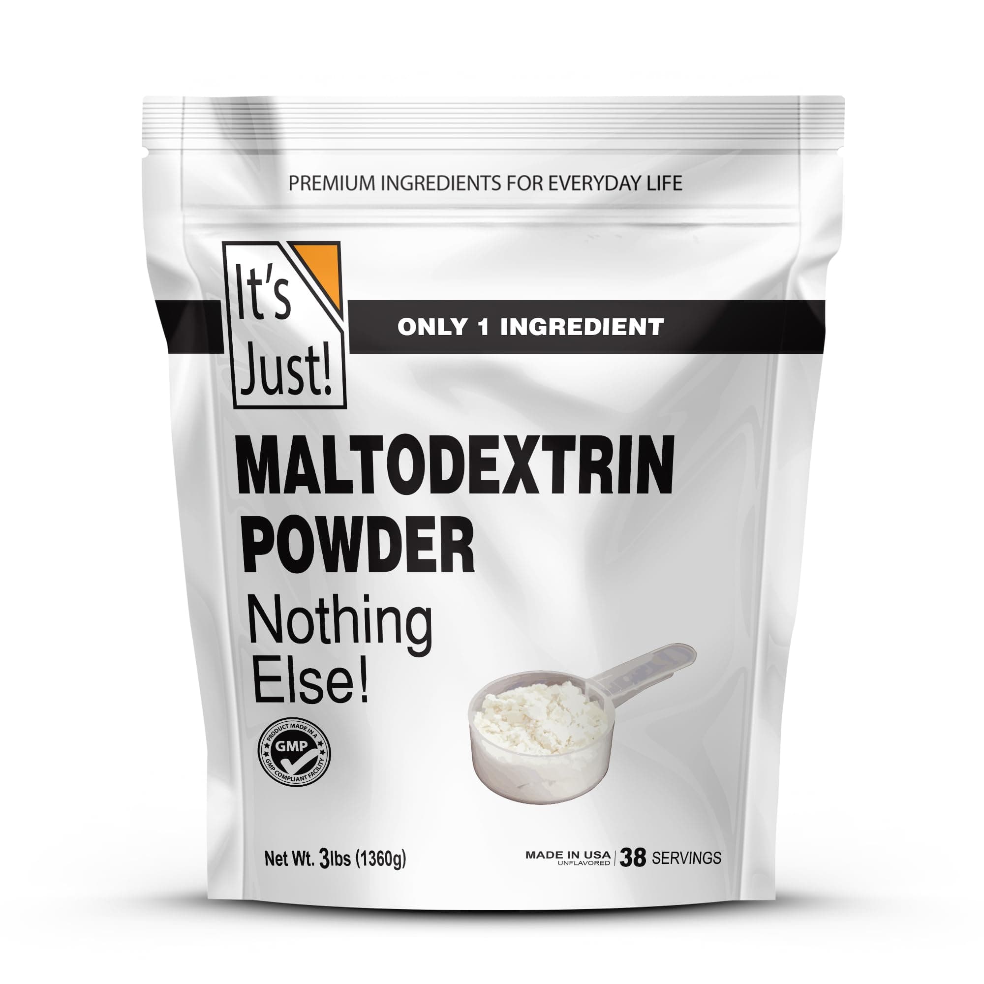 It's Just! - Mass Gainer Powder, 100% Maltodextrin (Complex Carbohydrates), Sustained Energy, Rapid Absorption, Non-GMO, Easily Add to Any Protein Shake, 3lbs / 38 Servings