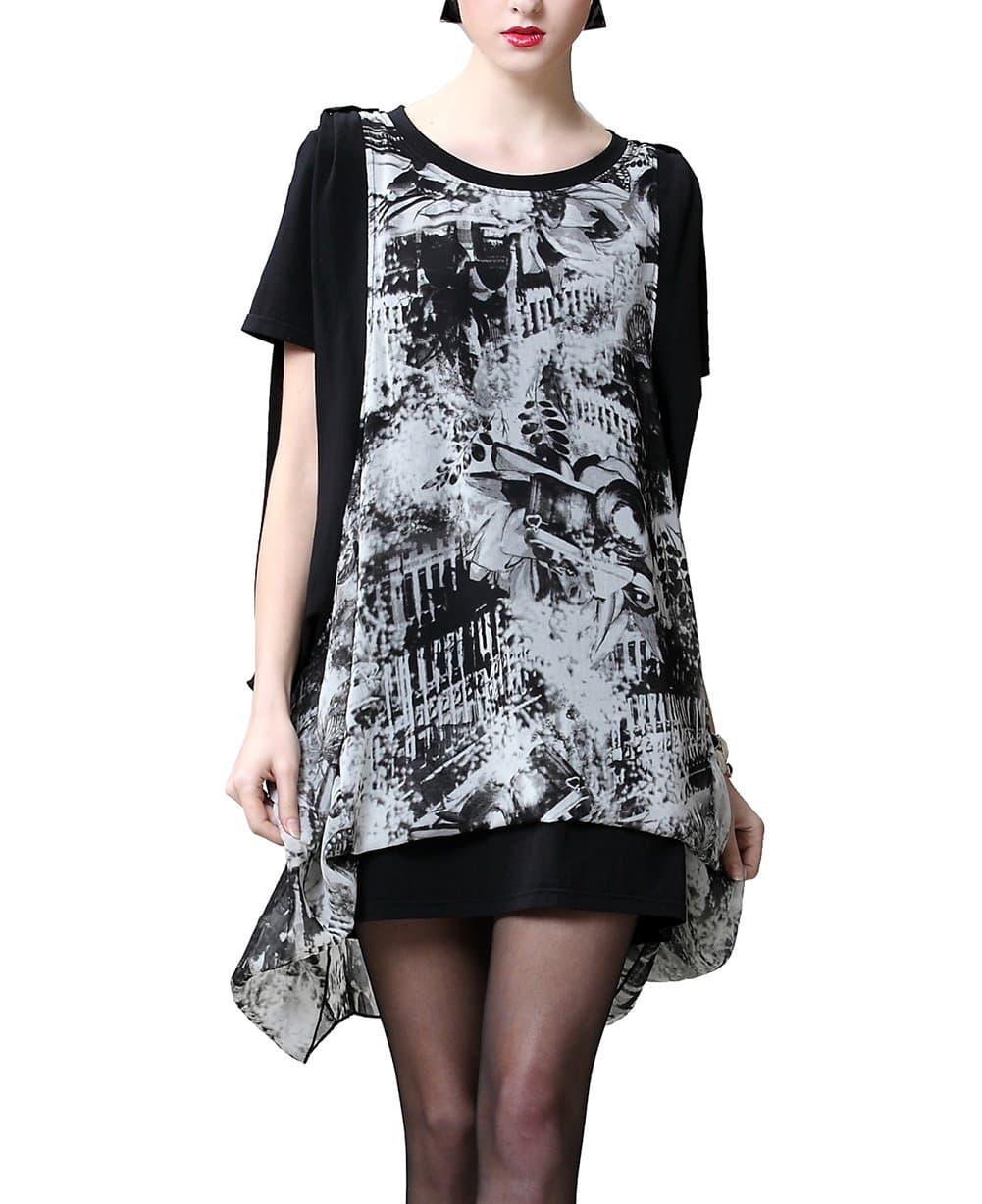 YIZHIYU Womens Fashion Print Short Sleeve T-Shirt Top Plus Size Blouse Pullover