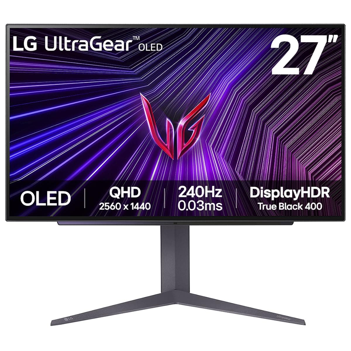 LG Ultragear OLED Gaming Monitor 27GS93QE, 27 Inch, 1440p, 240Hz, 0.03ms, OLED Display, HDR 10, NVIDIA G-Sync Compatible & AMD FreeSync, Smart Energy Saving, DisplayPort, HDMI