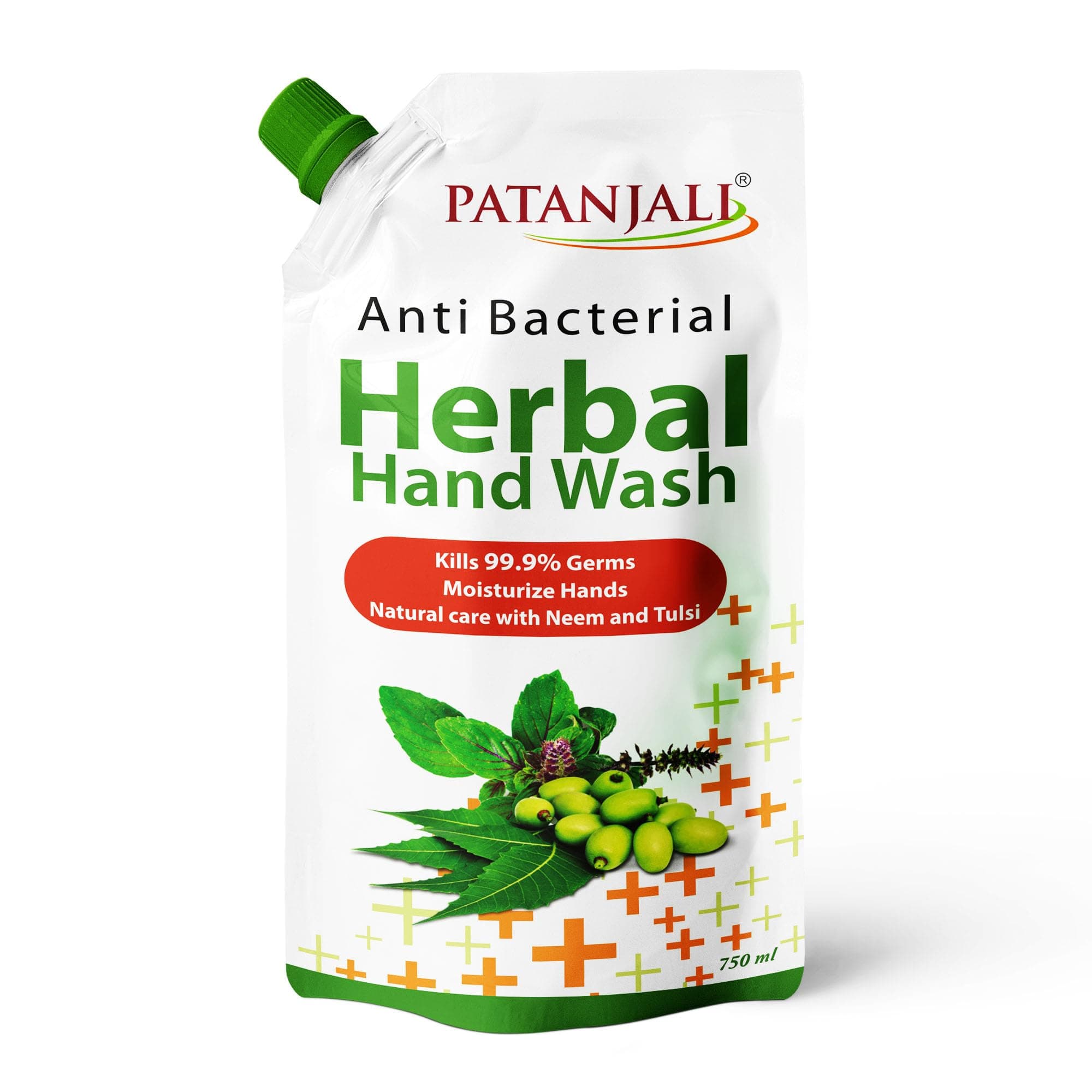 Patanjali Herbal Handwash (Anti-Bacterial) 750 ml, Neem & Tulsi Infused Formula for Germ Protection, Moisturizing & Skin Care