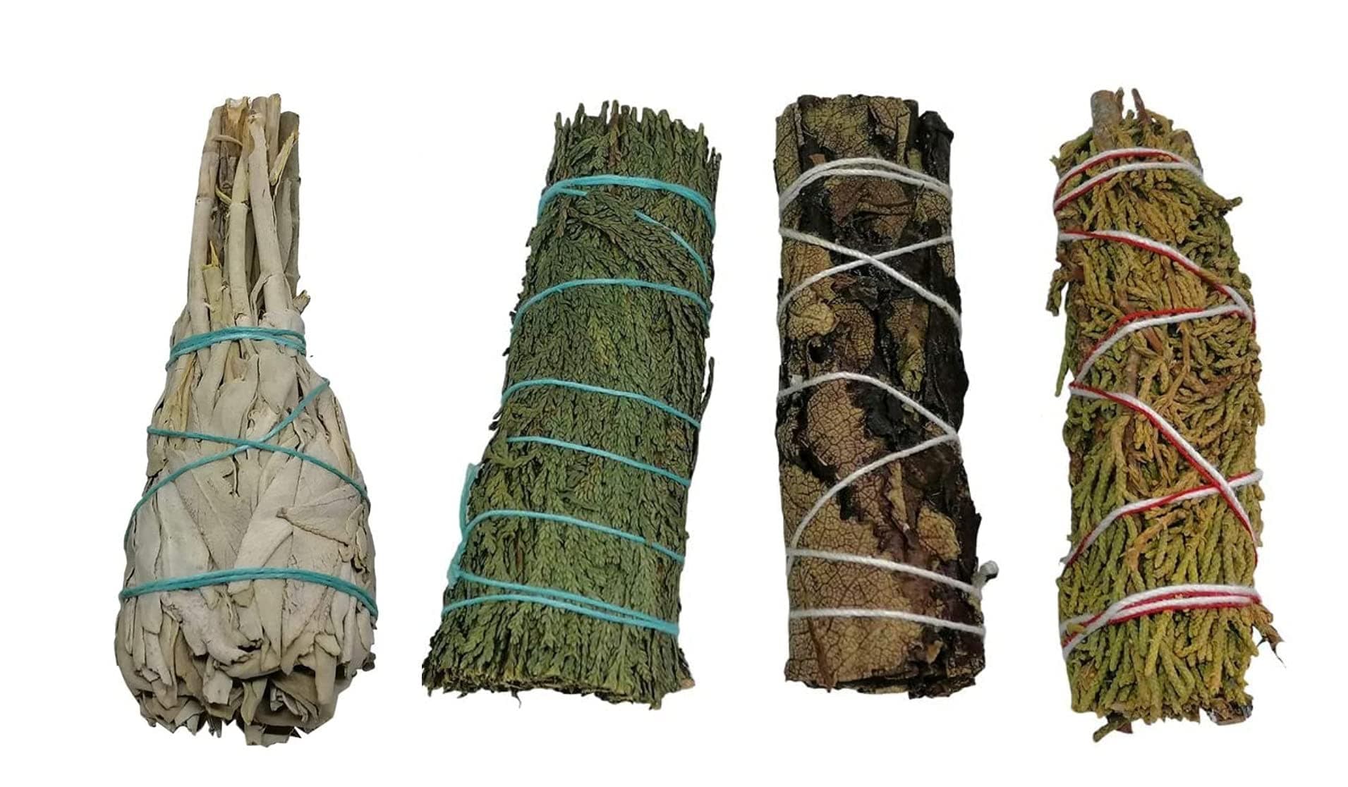 Mixed Smudge Stick Set Californian White Sage Cedar Yerba Santa Juniper Meditation-Mindfulness-Healing-Spiritual-Protection (White Sage, Cedar, Yerba Santa and Blue Sage)