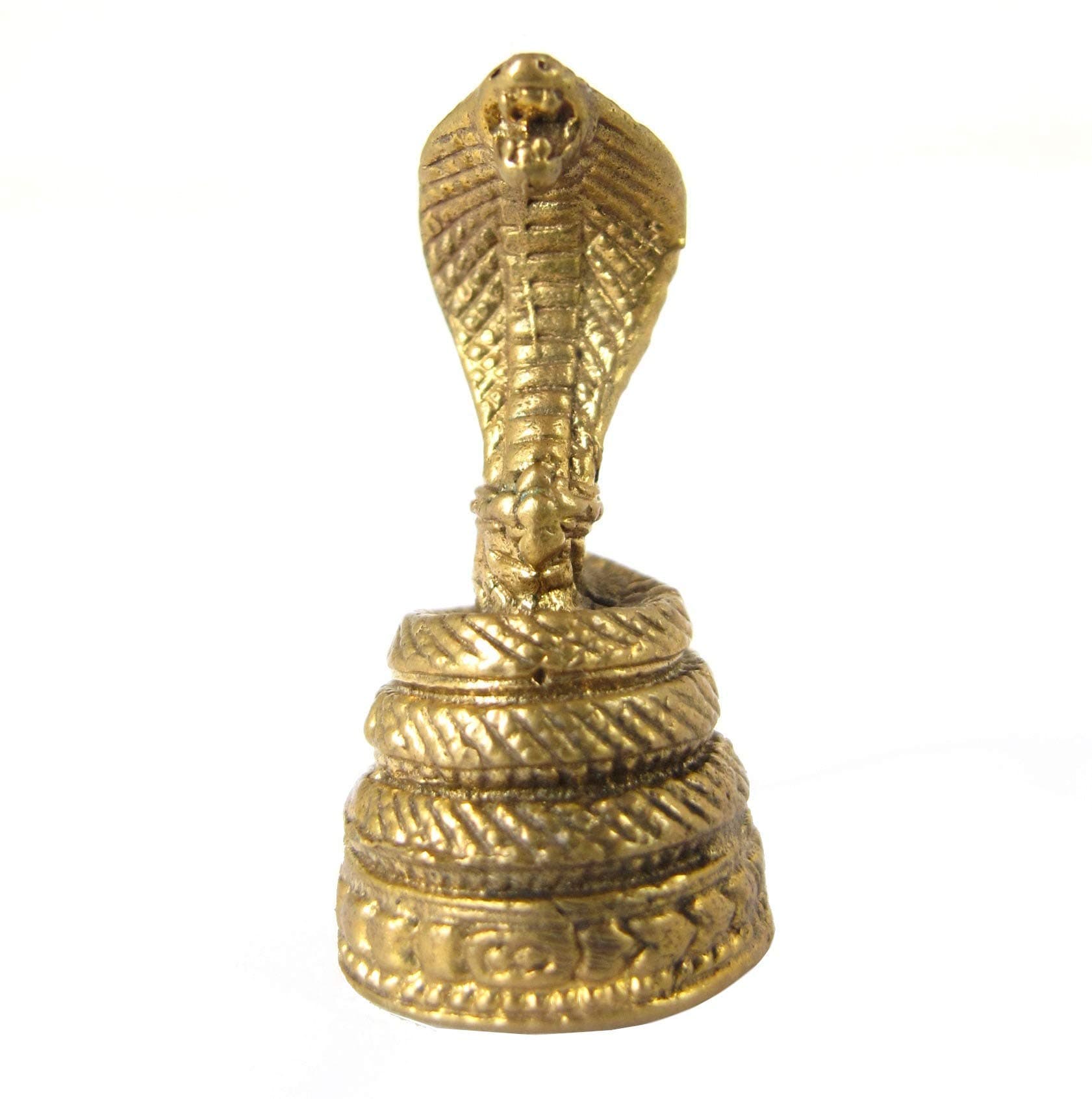 Brass Lucky King Cobra Amulet - Mini Thai Magic Snake Amulets for Feng Shui Business Prosperity Wealth Powerful Luck Money Pocket Charm - Miniature Figurine from Thailand - 1 Inch