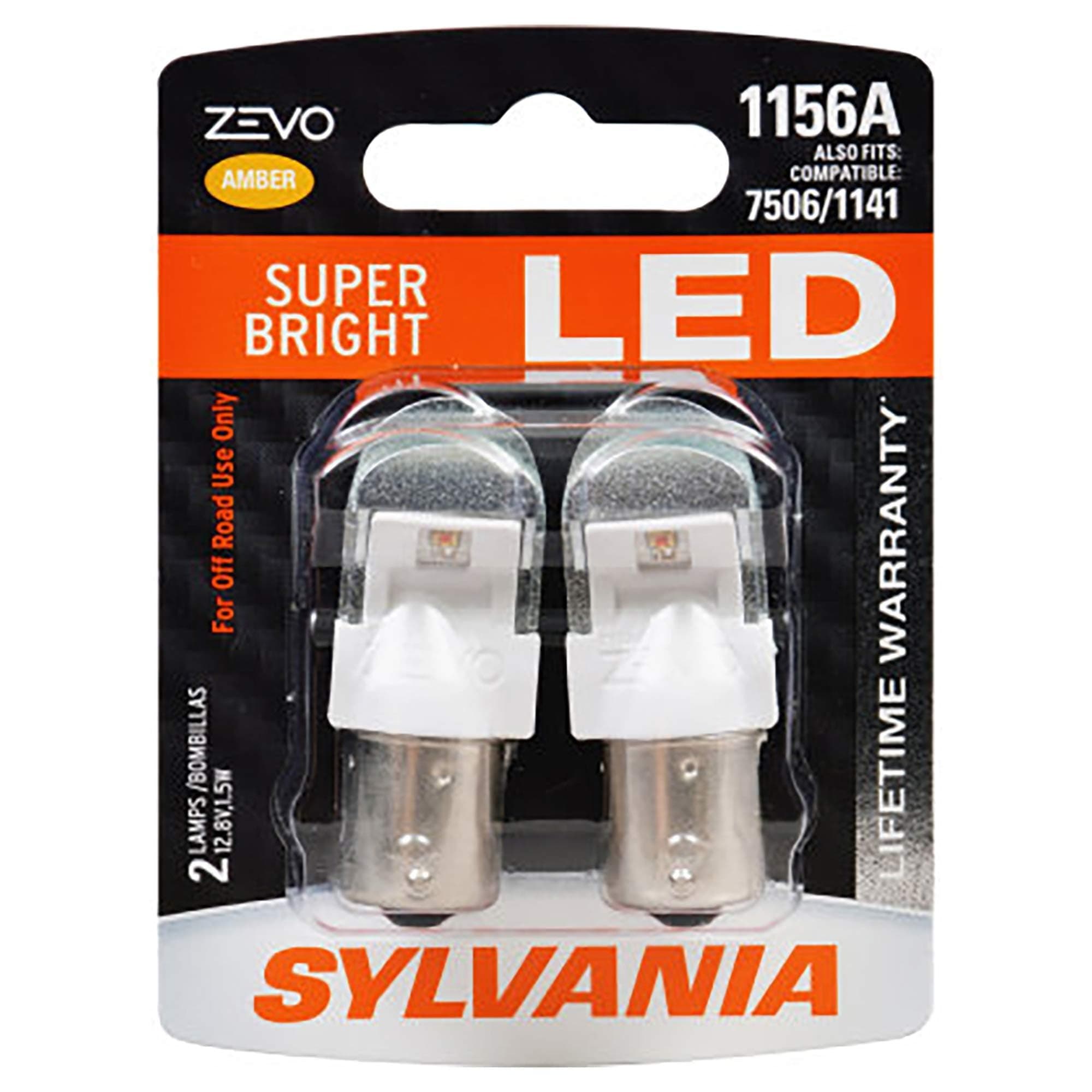 SYLVANIA - 1156 ZEVO LED Amber Bulb - Bright LED Bulb, Ideal for Park and Turn Lights (Contains 2 Bulbs)