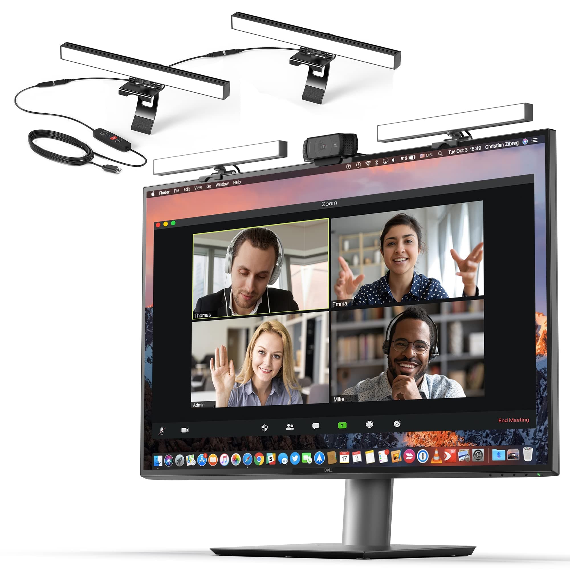 Video Conference Lighting - Webcam Light for Streaming, LED Monitor and Laptop Light for Video Conferencing, Zoom Lighting for Computer, Replace Ring Light for Zoom Meeting, Double Kit