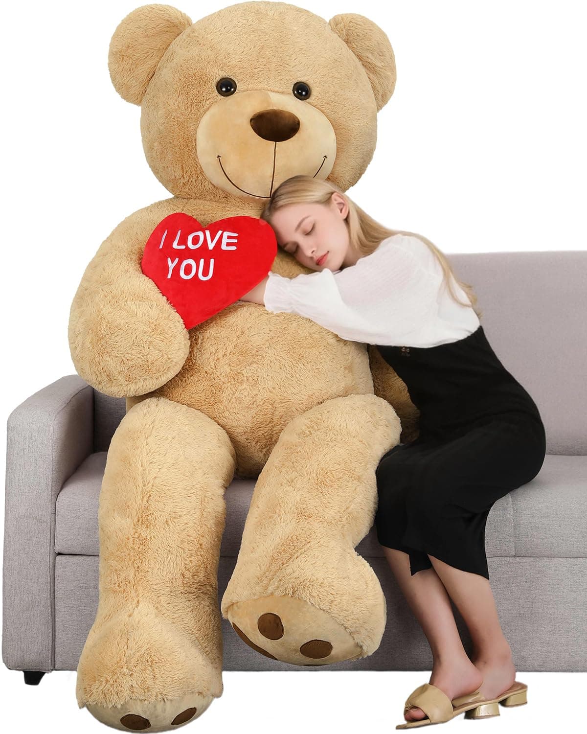 Tezituor Giant Teddy Bear 6ft Stuffed Animals - “I Love You”Red Heart Jumbo Human Size Teddy Bear for Girlfriend,Boyfriend,Wife,Lover-Birthday, Anniversary, Valentines, or Long Distance