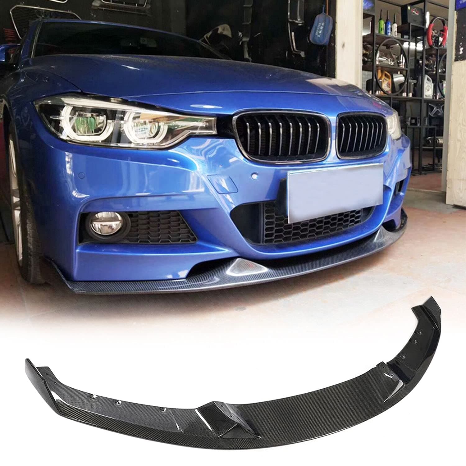 MCARCAR KIT Carbon Fiber Front Lip for BMW 3 Series F30 2012-2018 M Sport Sedan 320i 325i 328i 330i 335i 340i M-tech Auto Front Chin Spoiler Bumper Splitter Protector (Style B)