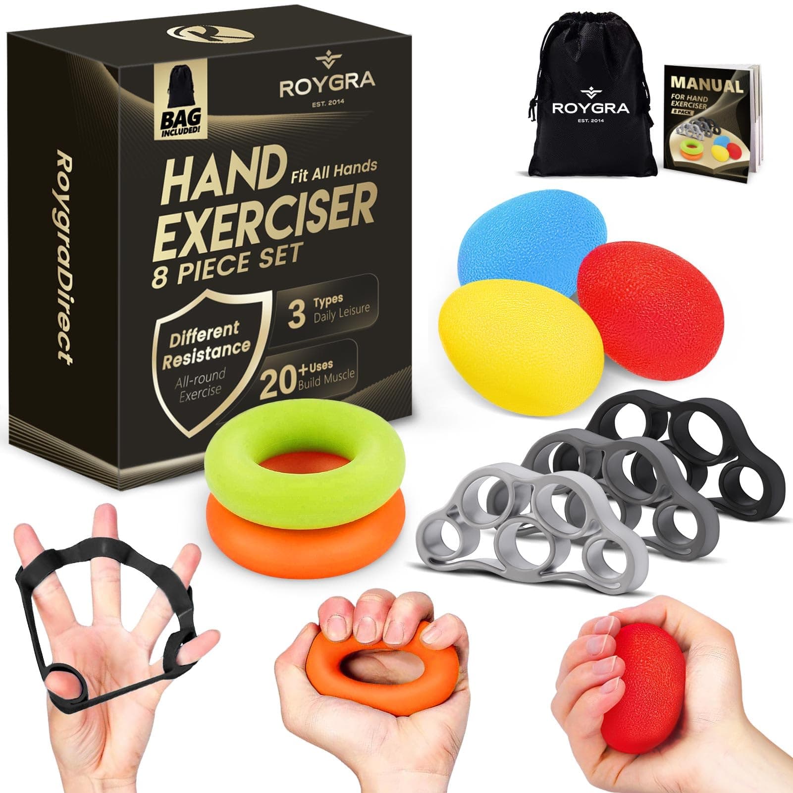 roygra Hand Exerciser - 8 Pack