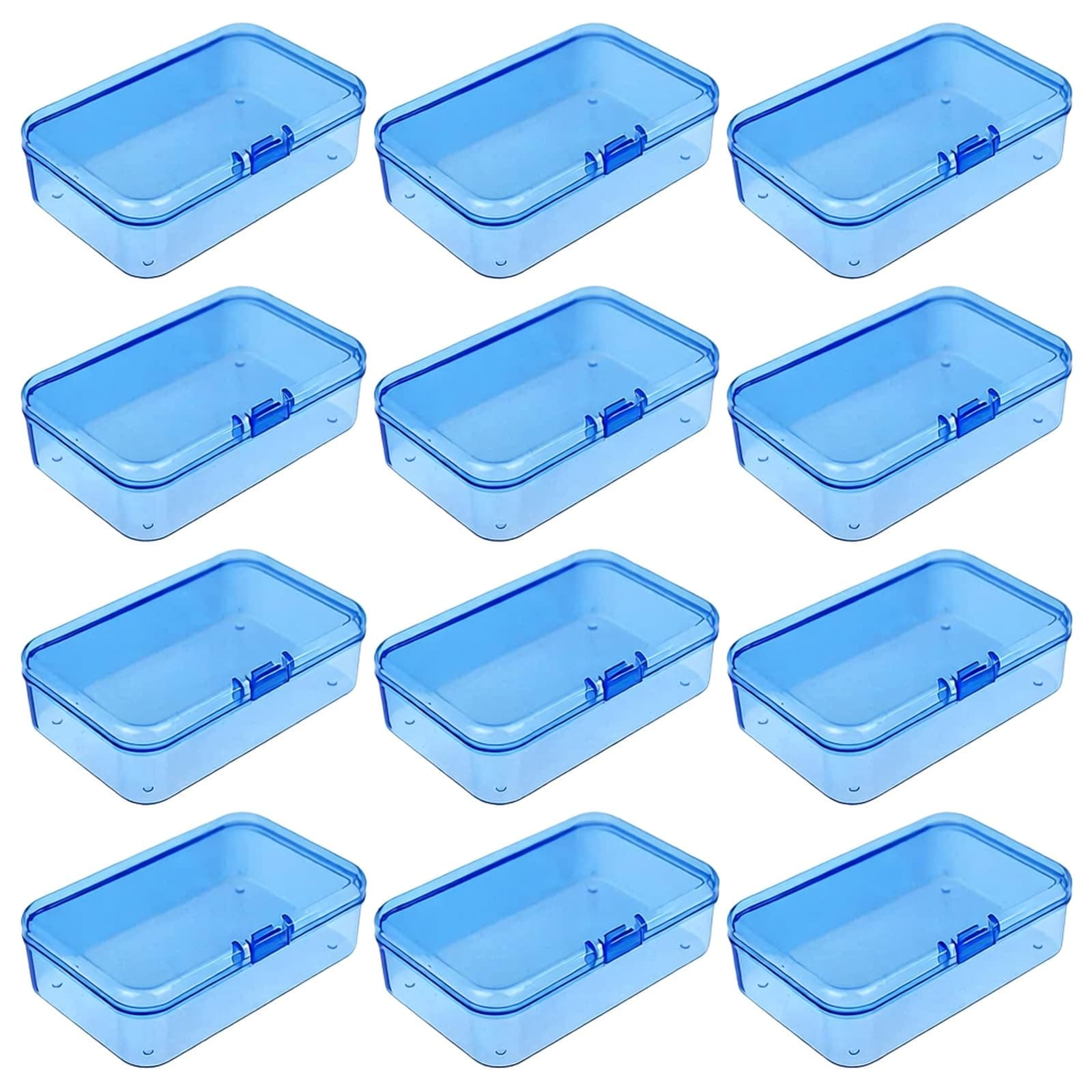 12 Pieces Mini Blue Plastic Boxes 3.3 x 2.2 x 1 inch