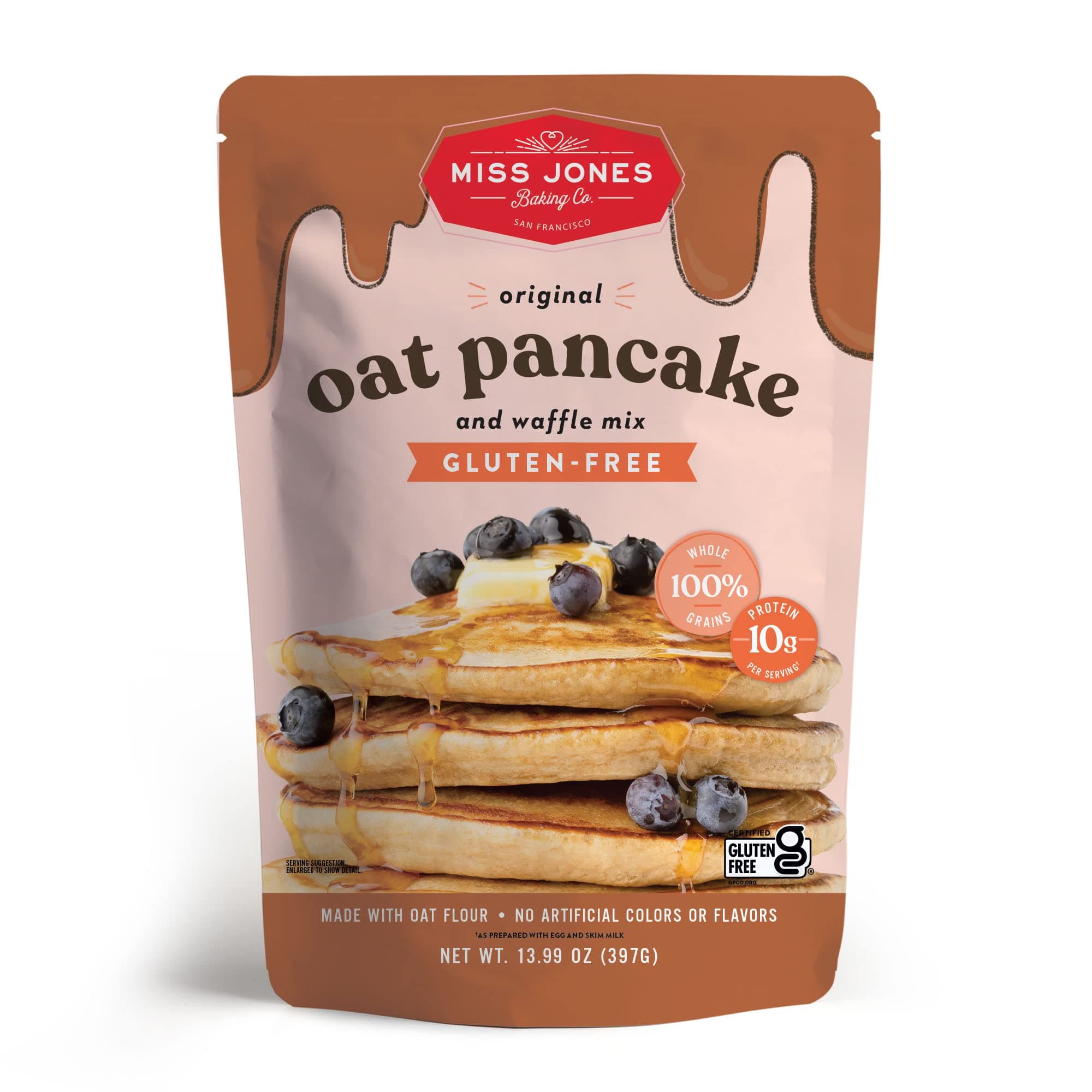 Original Oat Pancake and Waffle Mix - Made with Oat Flour, Gluten Free, 10g of Protein, 100% Whole Grains (Pack of 1)