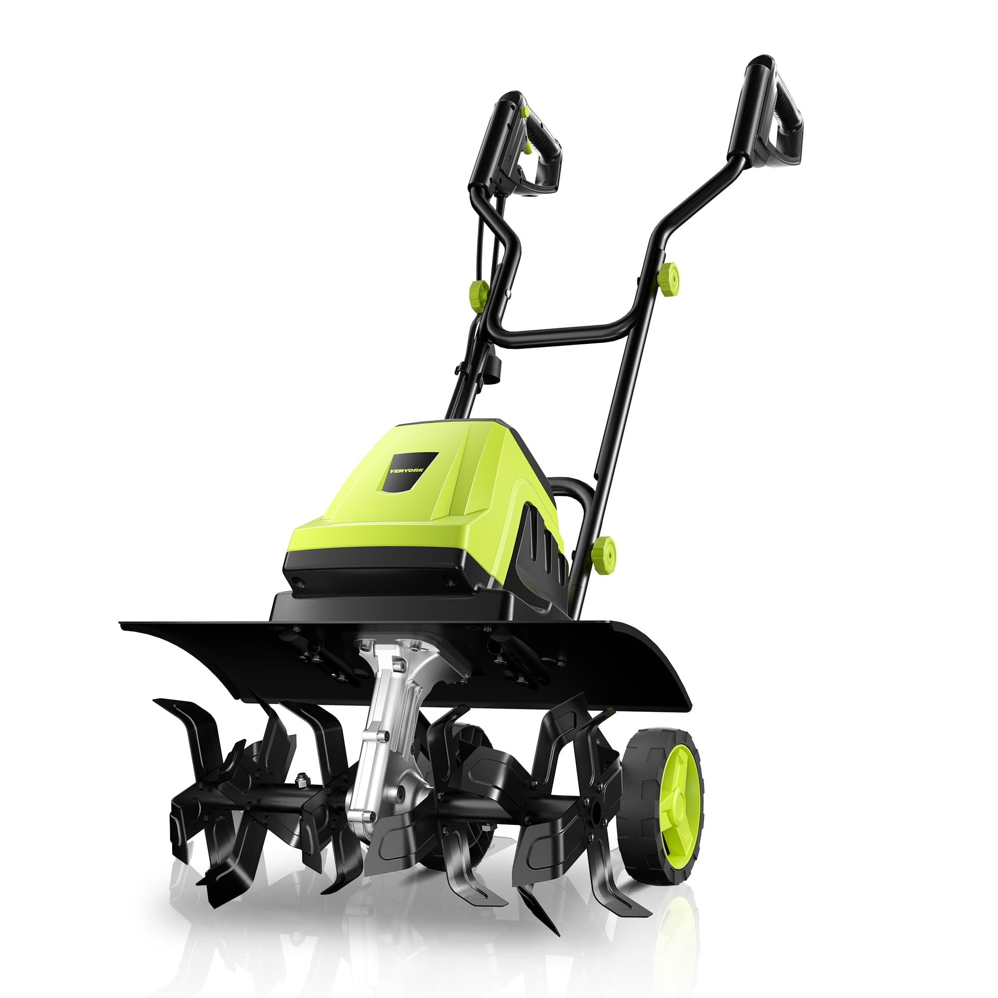 Electric Tiller, YERYORK 15-Amp 18-Inch Width 9-Inch Depth Corded Tiller Cultivator 24 Durable Steel Tines Gardening Tiller with Adjustable Wheels Foldable Handle for Easy Soil Cultivation